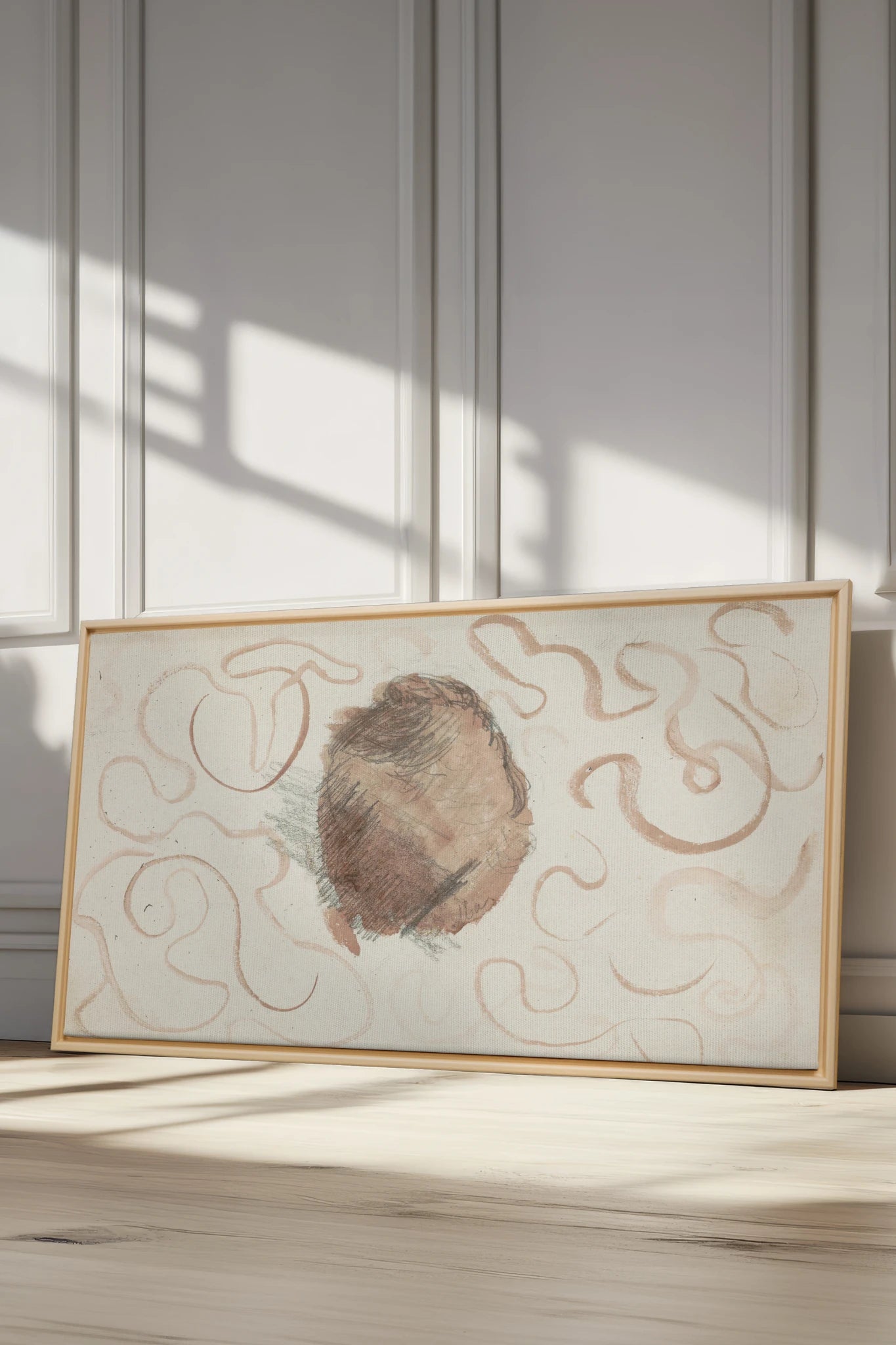 ÉCHO TERRACOTTA, Work on stretched canvas, framed Naturel Clair