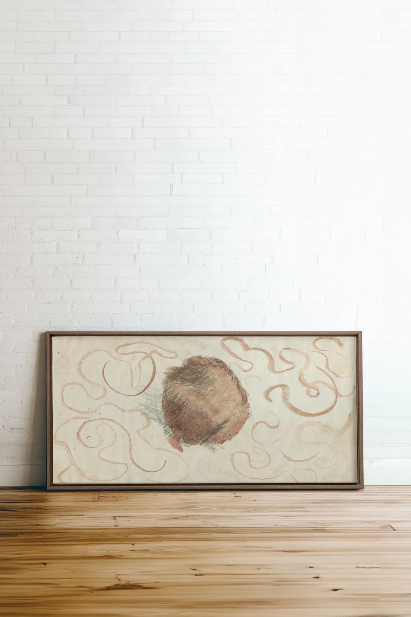 ÉCHO TERRACOTTA, Oeuvre sur toile étirée, encadré Brun Chêne