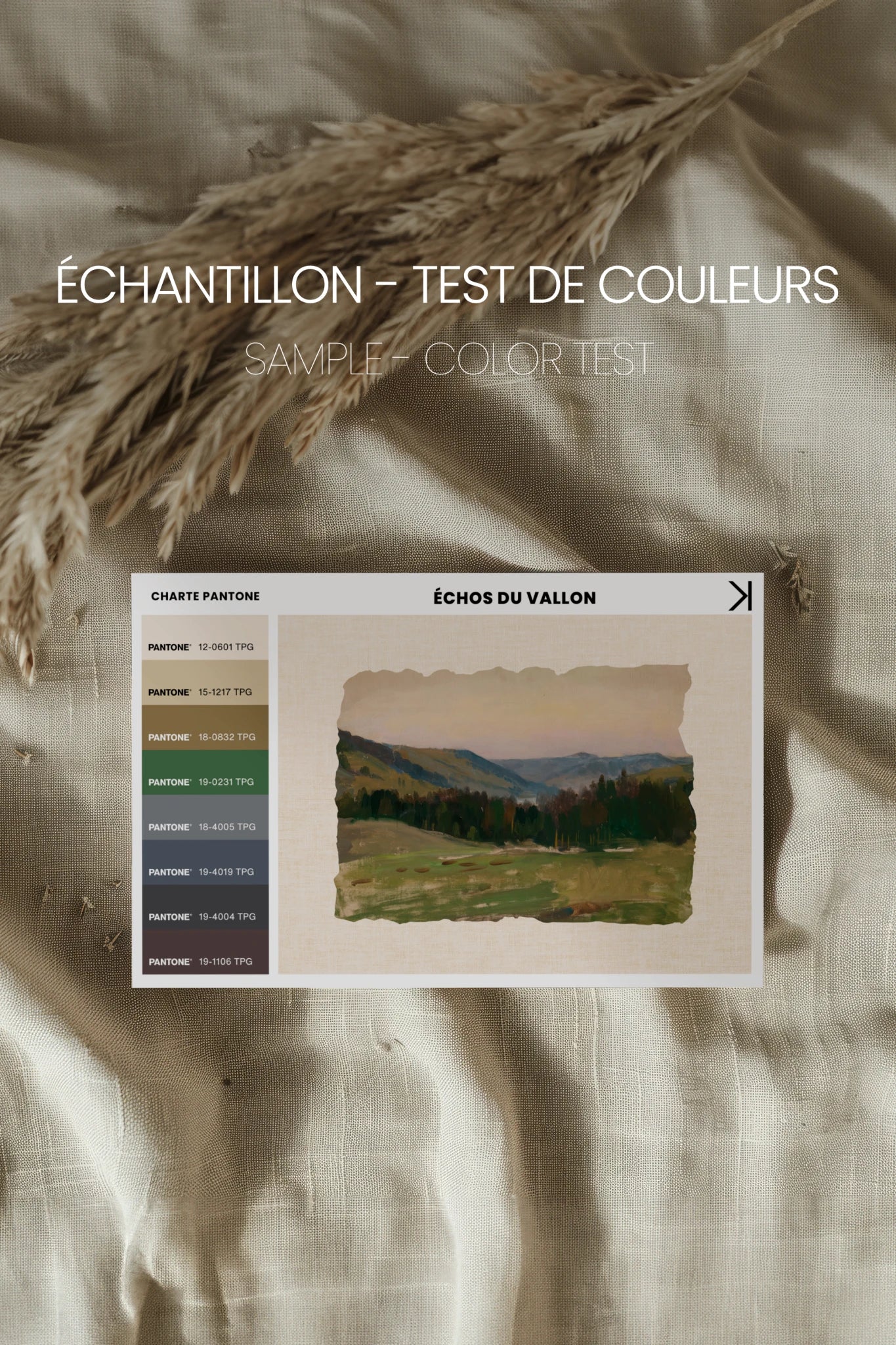 ÉCHOS DU VALLON, Artwork on stretched canvas, framed Vintage Gold