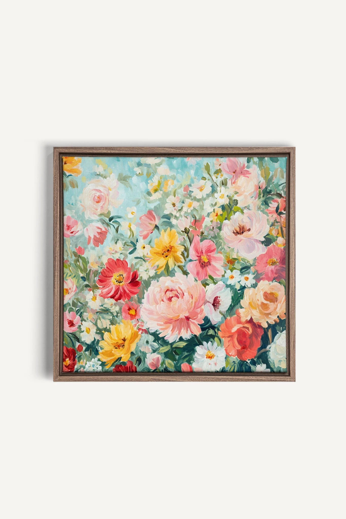 ÉCLAT DE SAISON, Oeuvre sur toile étirée, encadré Brun Chêne