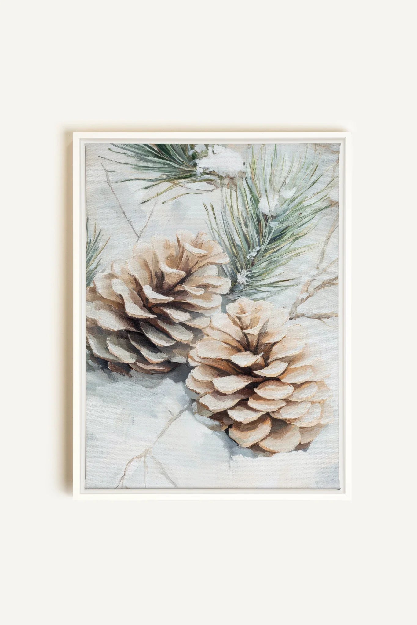 OLEKA CANVAS - ÉCLATS DE GIVRE, Oeuvre sur toile étirée, encadré Blanc