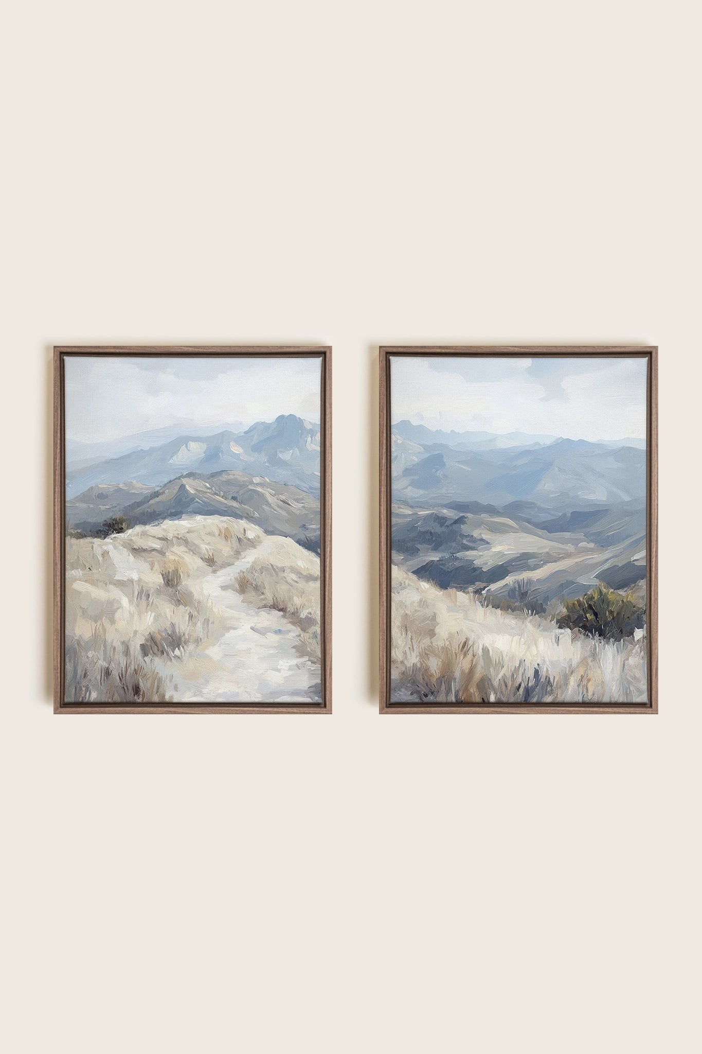 ECLIPSED VALLEYS DUO, 2 Works on stretched canvas, framed Oak Brown