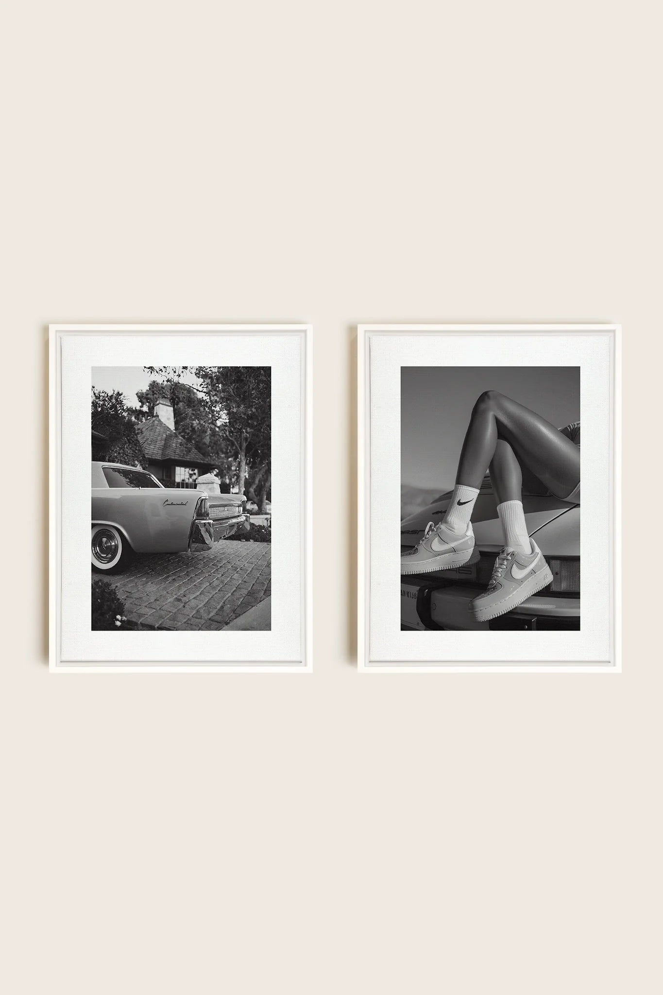 OLEKA CANVAS - ELEGANCE BLISSFUL DUO, 2 Oeuvres sur toile étirée, encadré Blanc