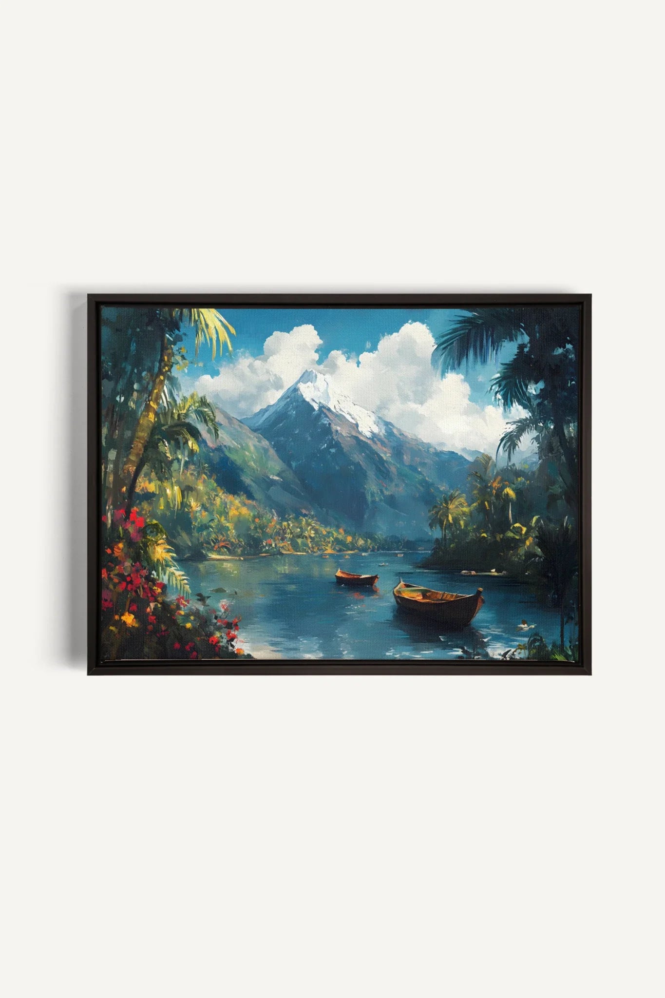 OLEKA CANVAS - EMERALD LAGOON, Oeuvre sur toile étirée, encadré Noir