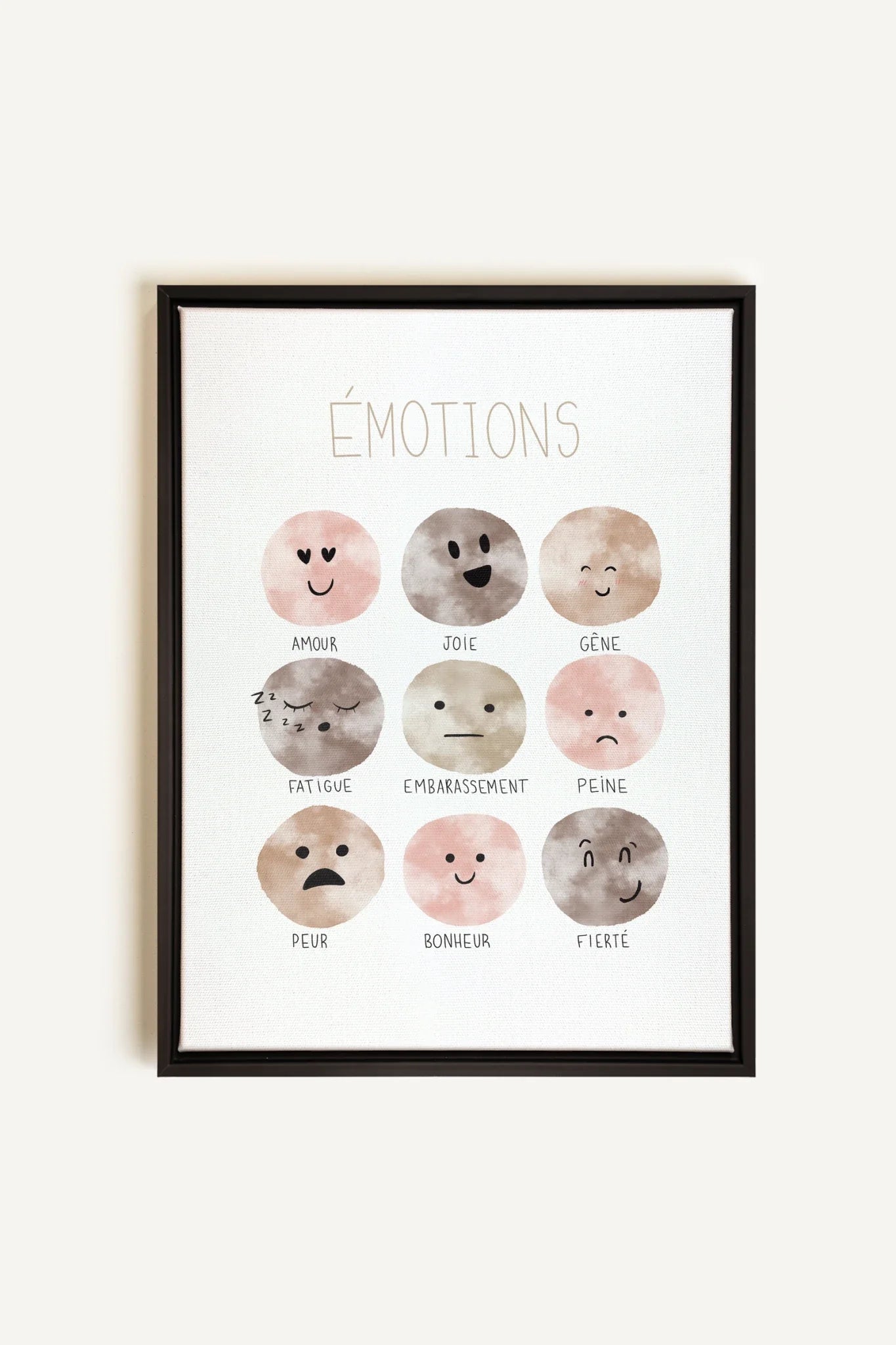 OLEKA CANVAS - ÉMOTIONS, Oeuvre sur toile étirée, encadré Noir