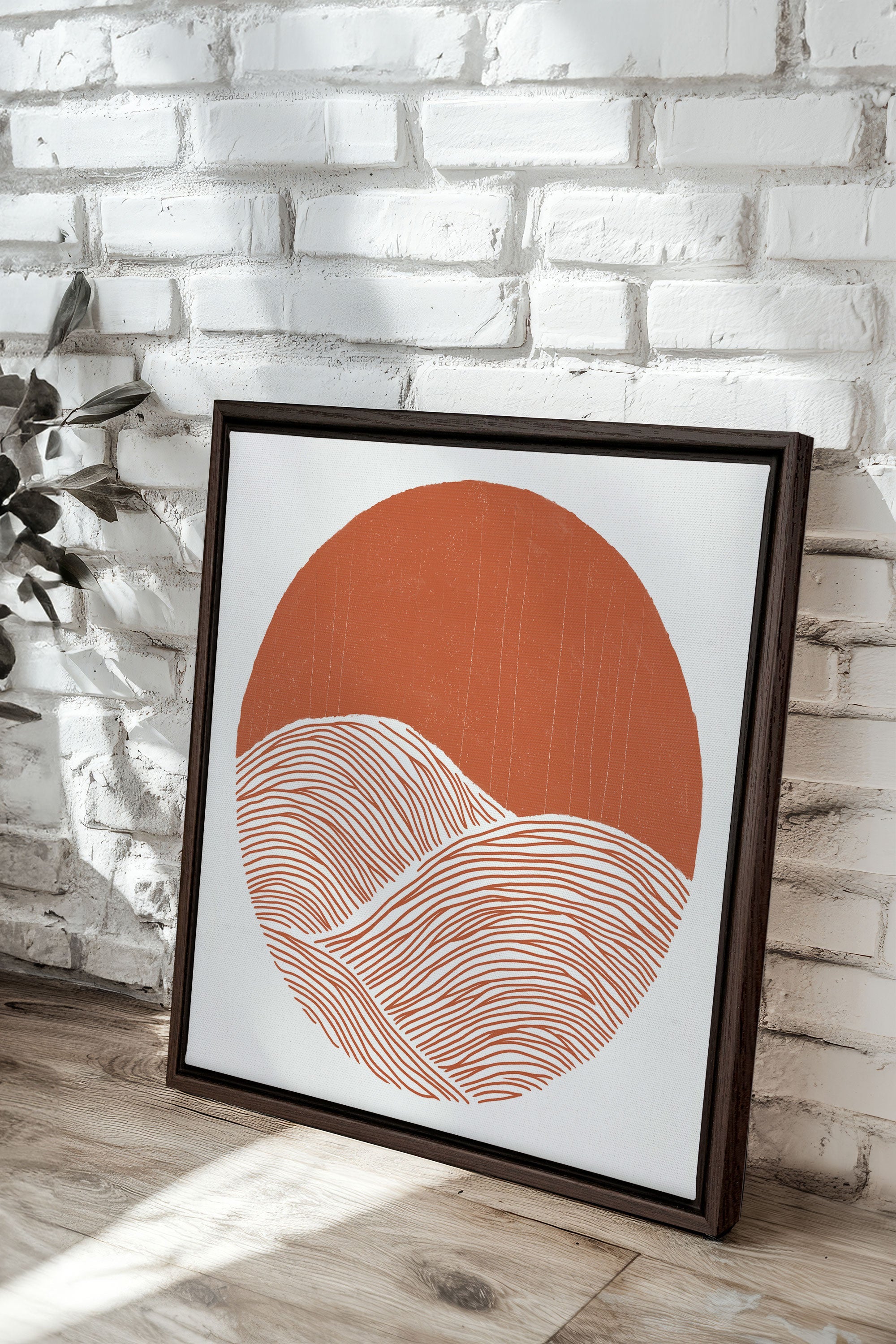 OLEKA CANVAS - EARTH WAVES, Oeuvre sur toile étirée, encadré Brun Noyer