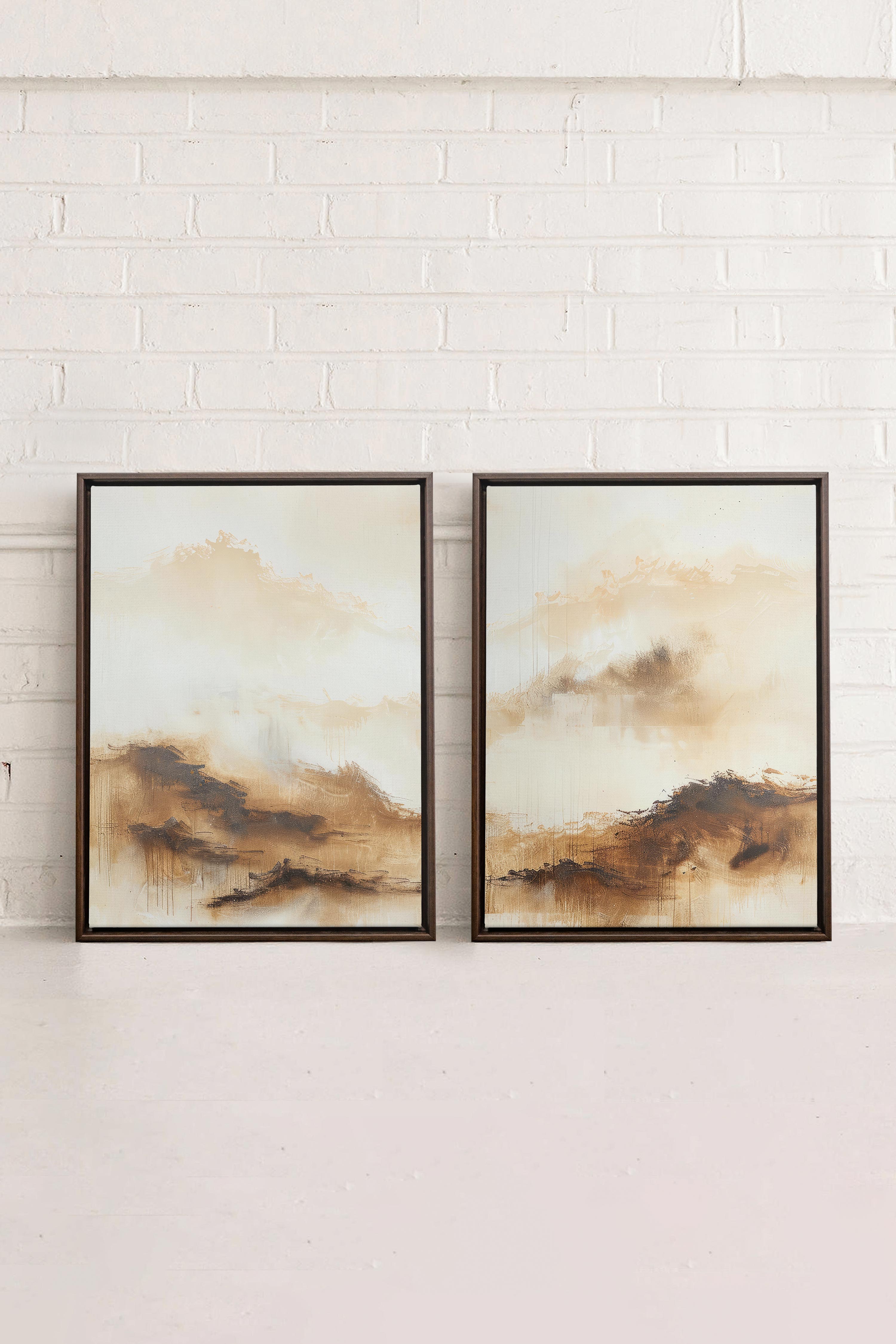 AMBER WAVES DUO, 2 Works on stretched canvas, framed in Walnut Brown