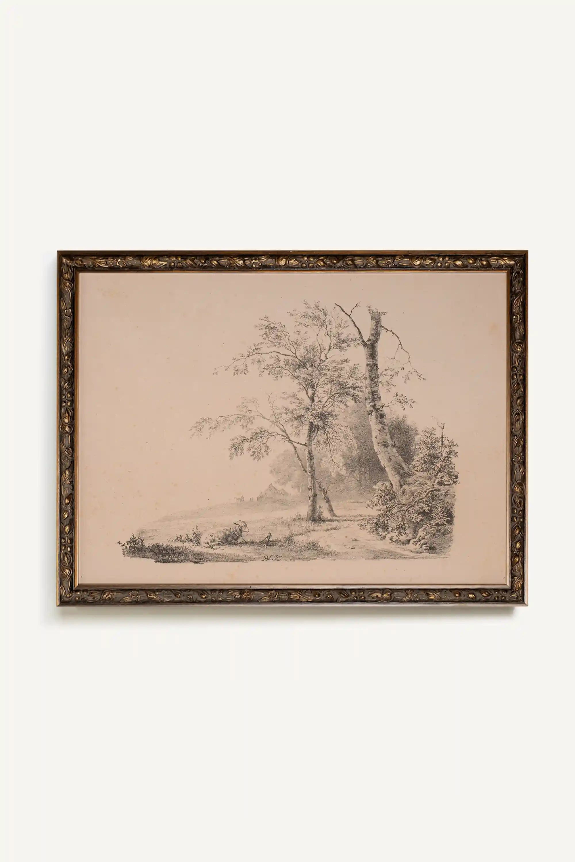 ESQUISSE DU PASSÉ, Artwork on rigid canvas, framed in Vintage Bronze