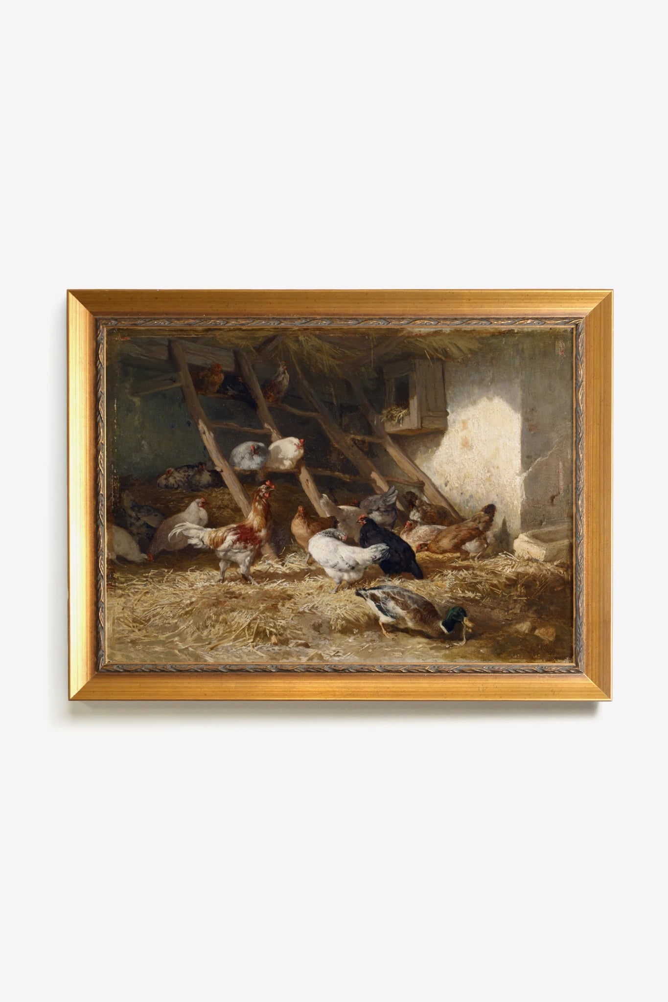 ÉVEIL DE LA FERME, Oeuvre sur toile rigide, encadré Vintage Or