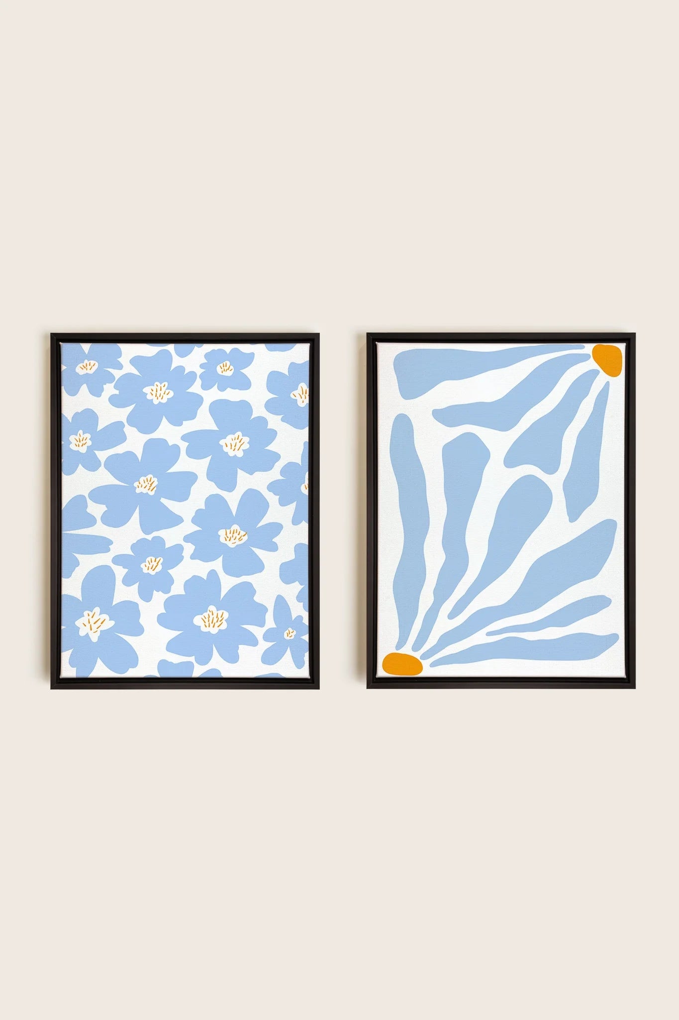 OLEKA CANVAS - FANTAISIE BOTANIQUE, 2 Oeuvres sur toile étirée, encadré Noir