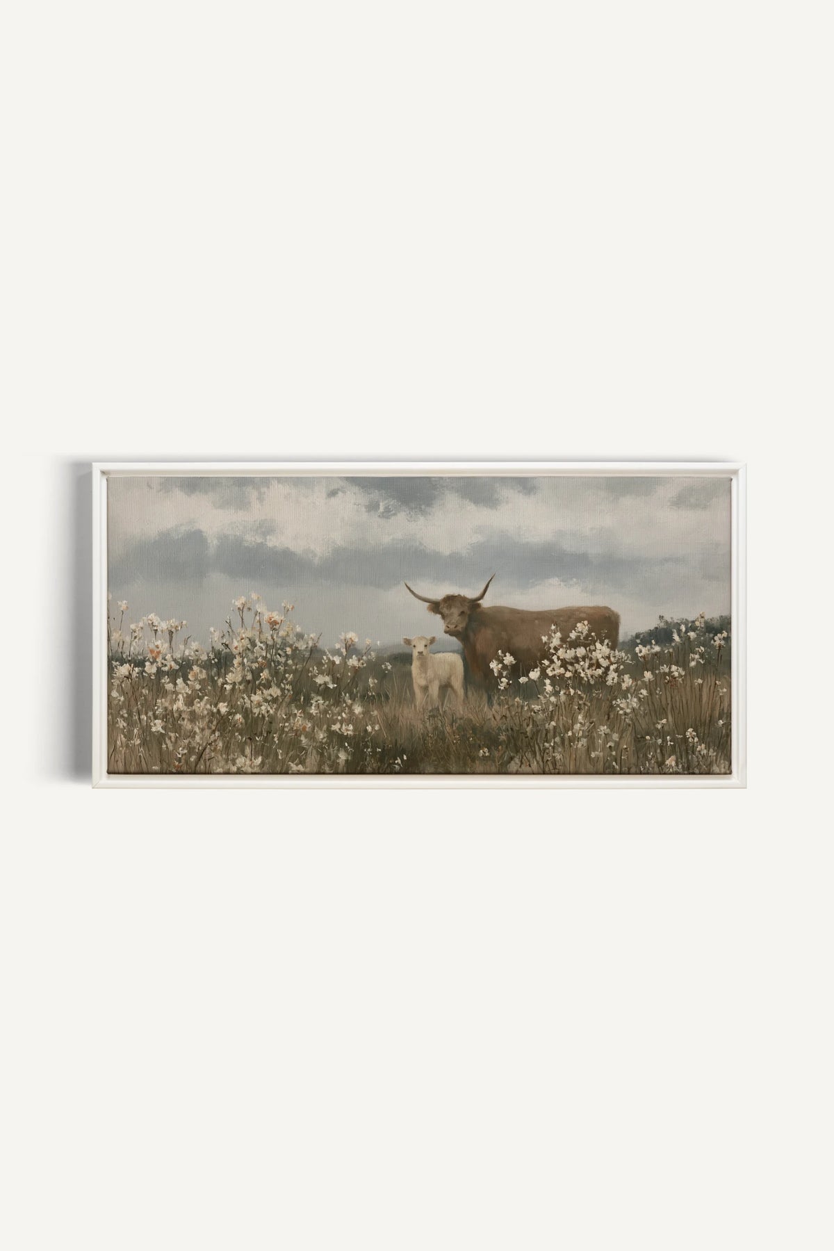 FIRST SPRING, Oeuvre sur toile étirée, encadré Blanc
