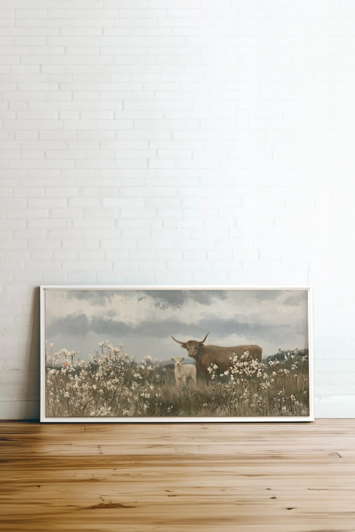 FIRST SPRING, Oeuvre sur toile étirée, encadré Blanc