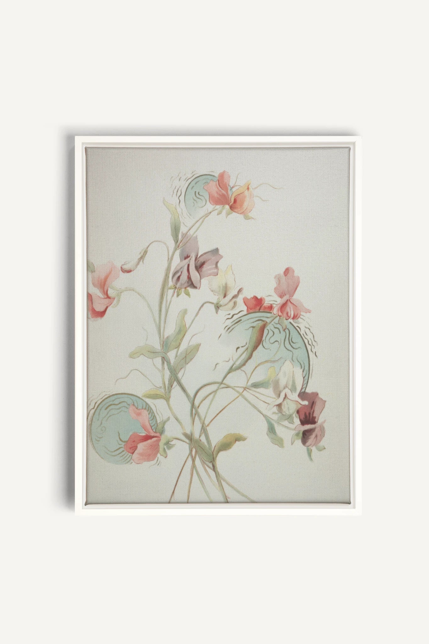 FLEURS DE SILENCE, Oeuvre sur toile étirée, encadré Blanc