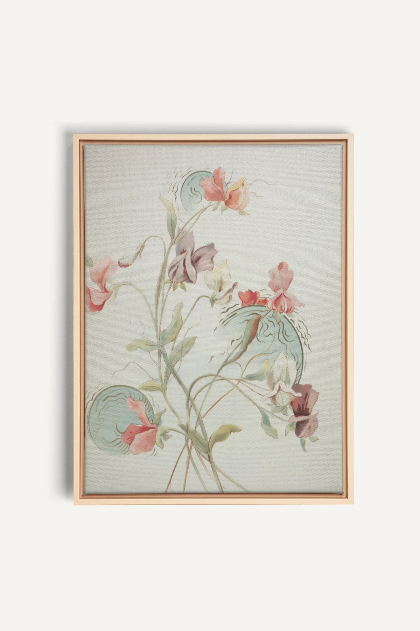 FLEURS DE SILENCE, Oeuvre sur toile étirée, encadré Naturel Clair