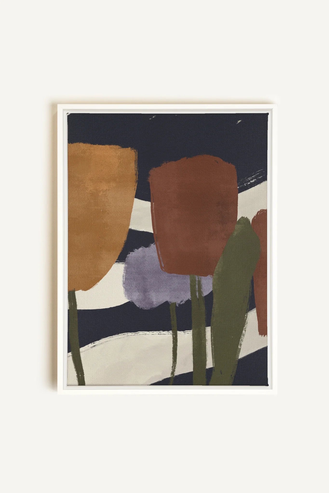 OLEKA CANVAS - FLORAISONS, Oeuvre sur toile étirée, encadré Blanc