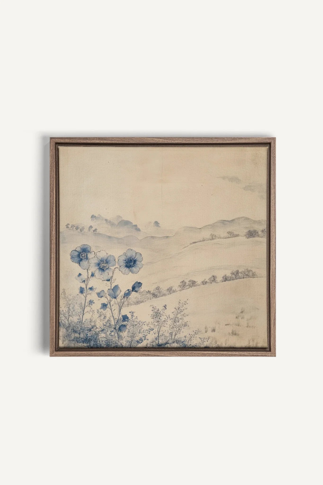 OLEKA CANVAS - FLORAL HILLS, Oeuvre sur toile étirée, encadré Brun Chêne