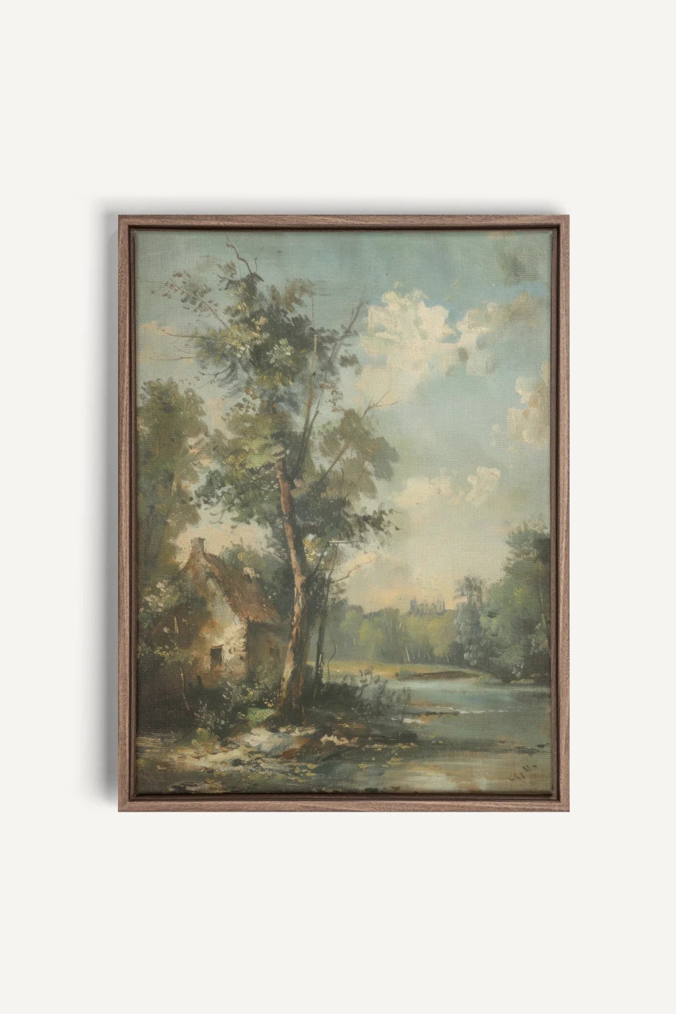 OLEKA CANVAS - French Homestead, Oeuvre sur toile étirée, encadré Brun Chêne
