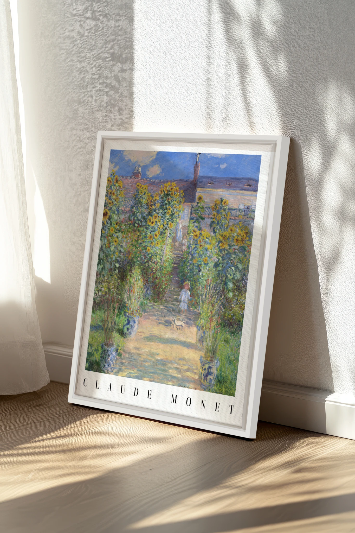 GARDEN LIGHT, Oeuvre sur toile étirée, encadré Blanc