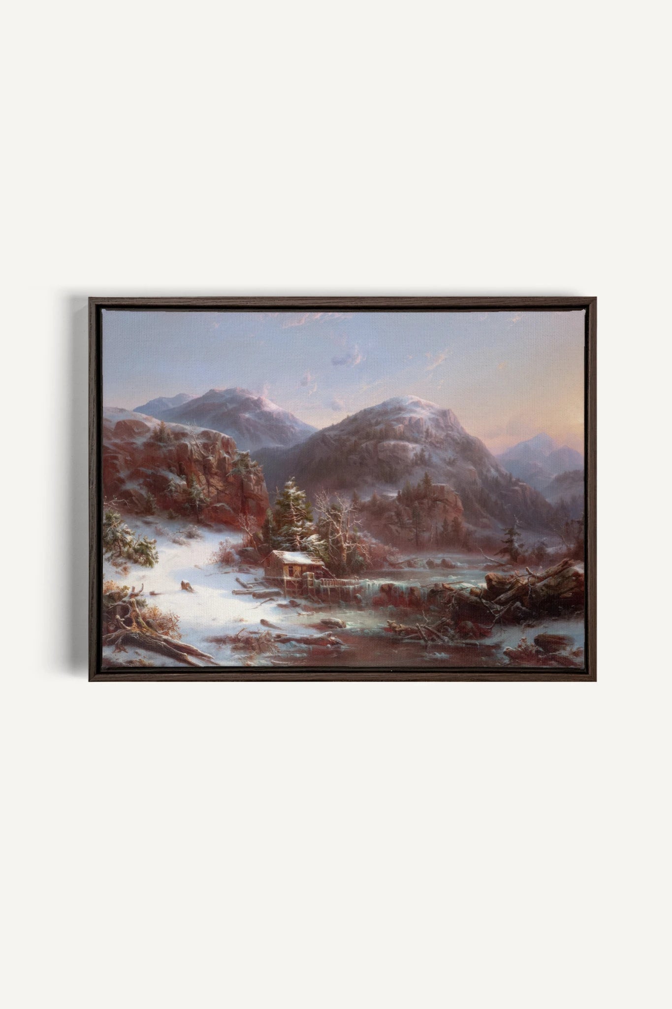 GLACIAL DAWN, Oeuvre sur toile étirée, encadré Brun Noyer