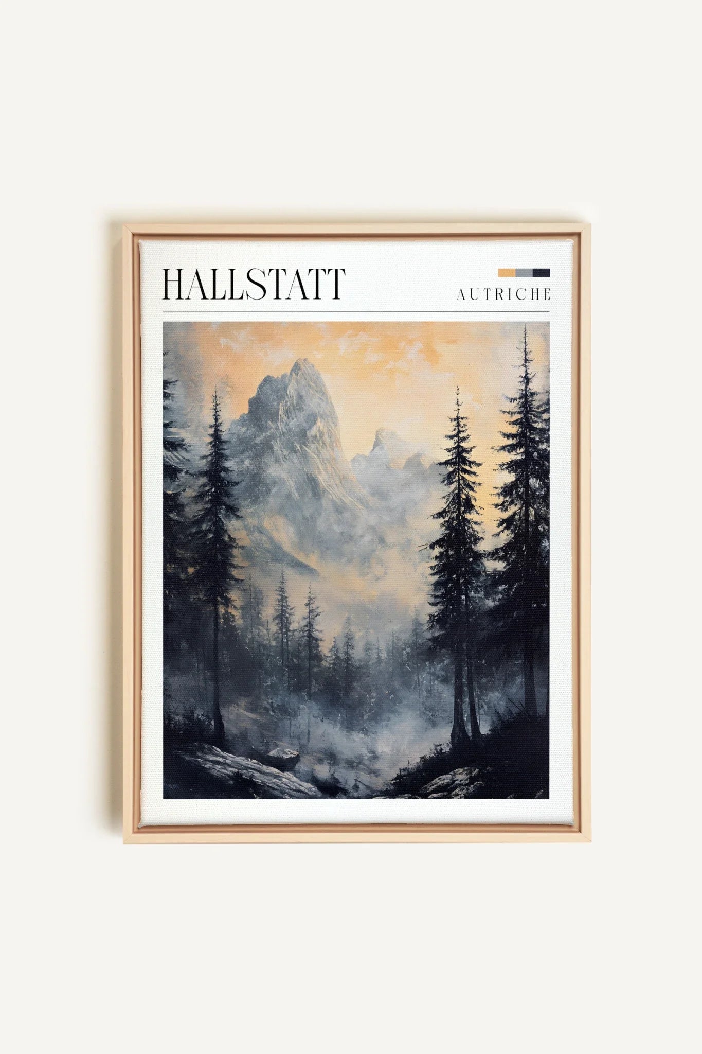OLEKA CANVAS - HALLSTATT, Oeuvre sur toile étirée, encadré Naturel Clair
