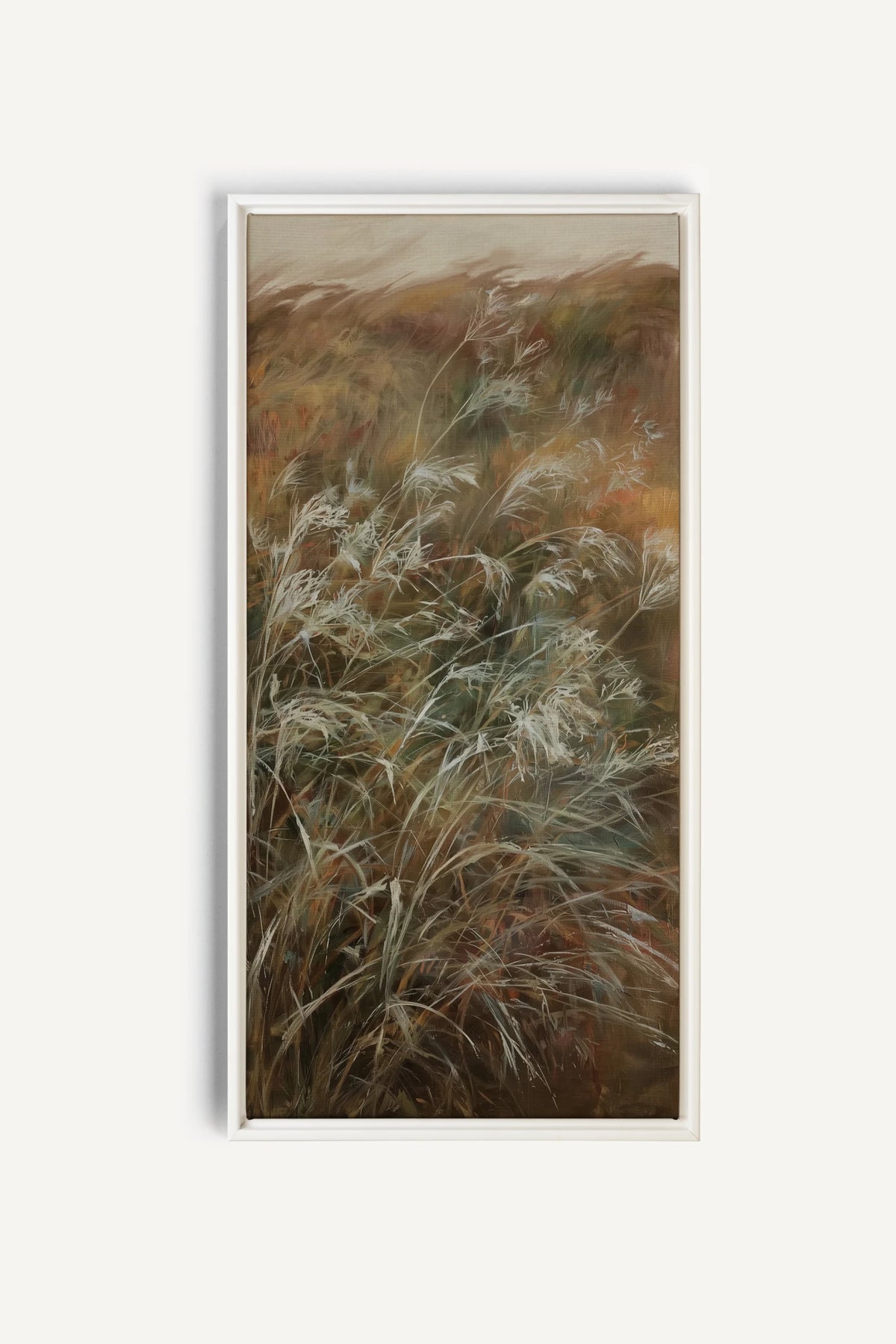 WILD GRASSES, Artwork on stretched canvas, White frame