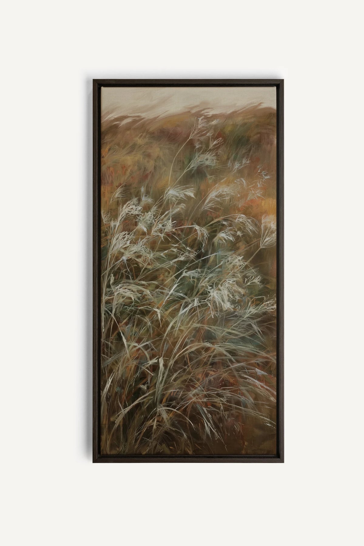 WILD GRASSES, Artwork on stretched canvas, Walnut Brown frame