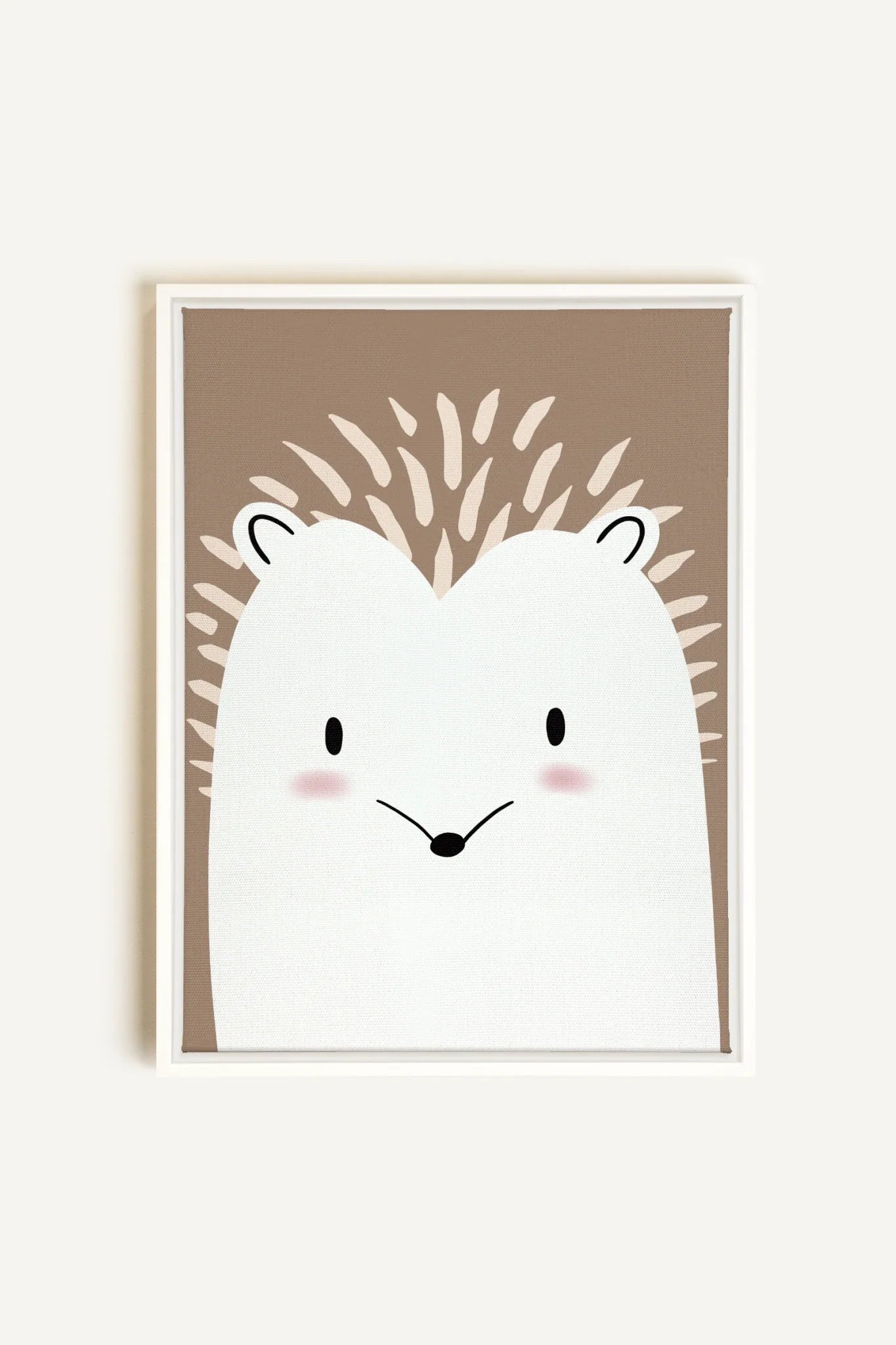 OLEKA CANVAS - HÉRISSON, Oeuvre sur toile étirée, encadré Blanc