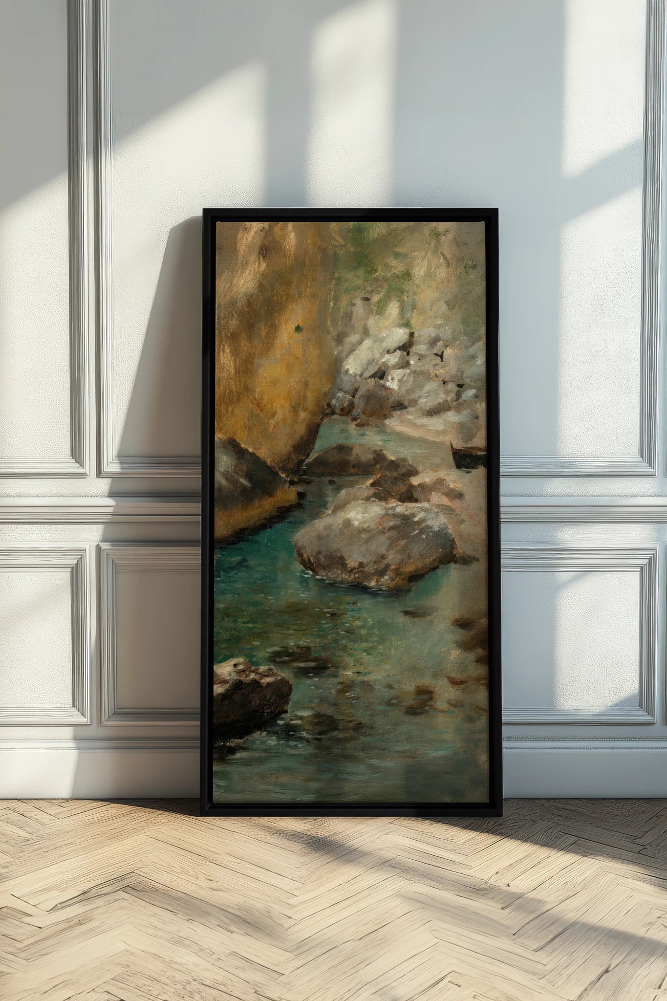HIDDEN COVE, Work on stretched canvas, framed Black