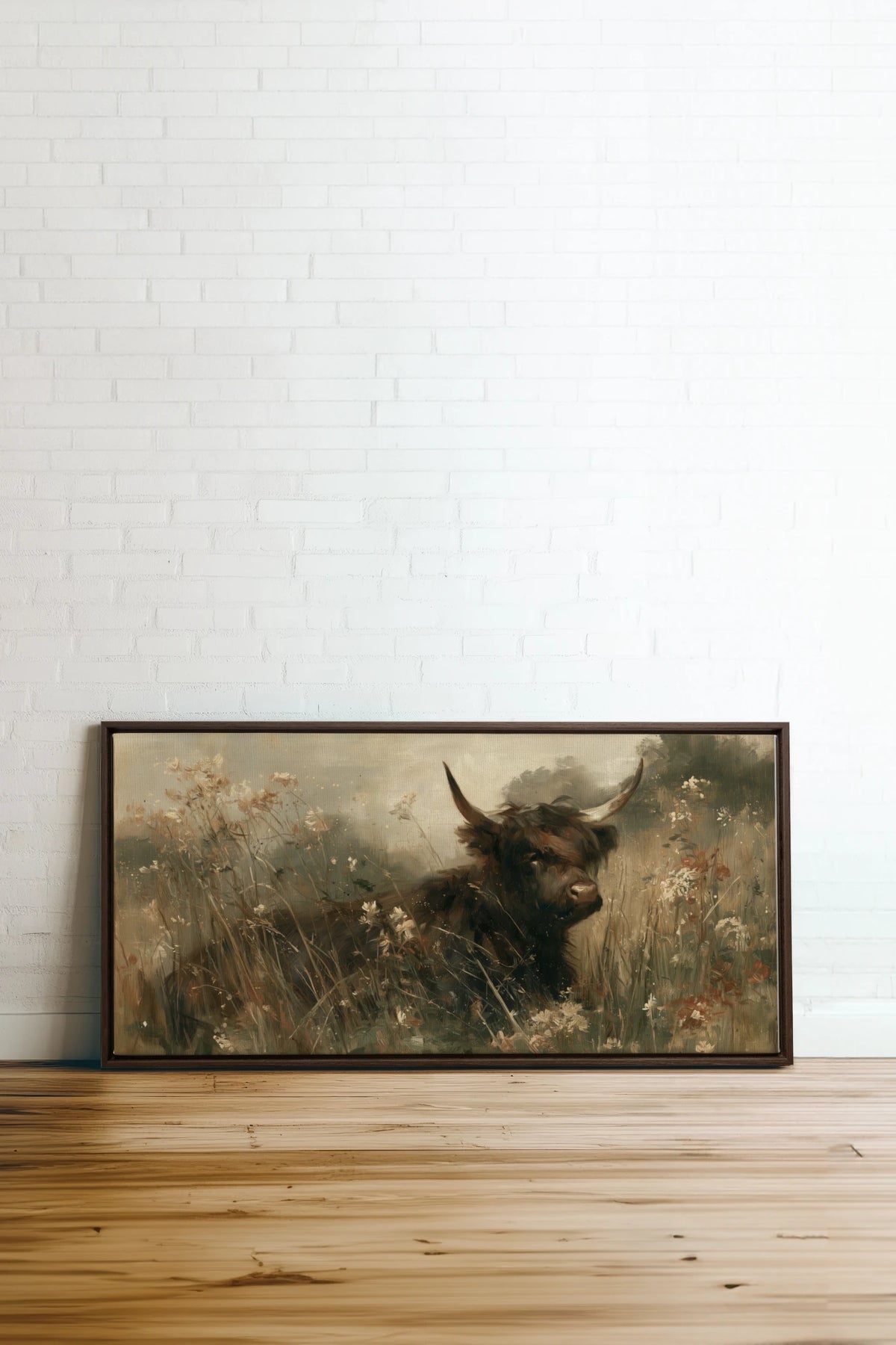 HIGHLAND BLOOM, Artwork on stretched canvas, Walnut Brown frame