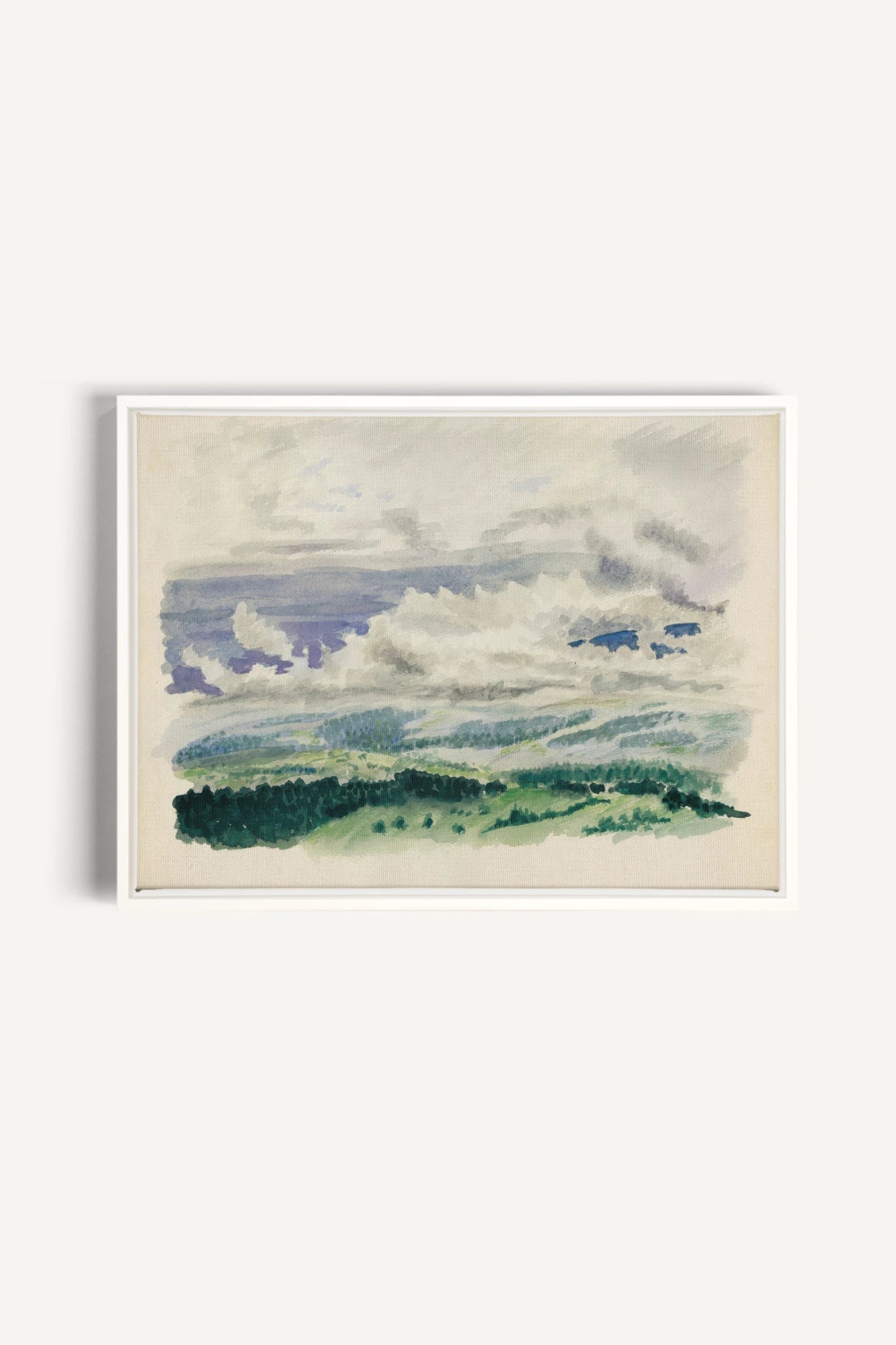 HILLS IN HUSH, Work on stretched canvas, framed White