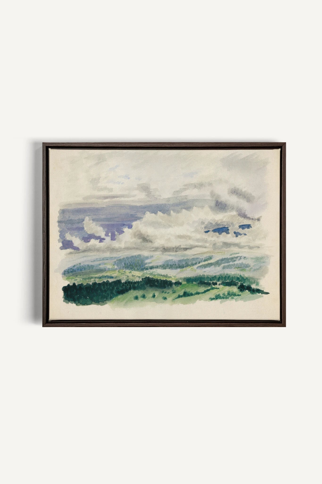 HILLS IN HUSH, Work on stretched canvas, framed Walnut Brown