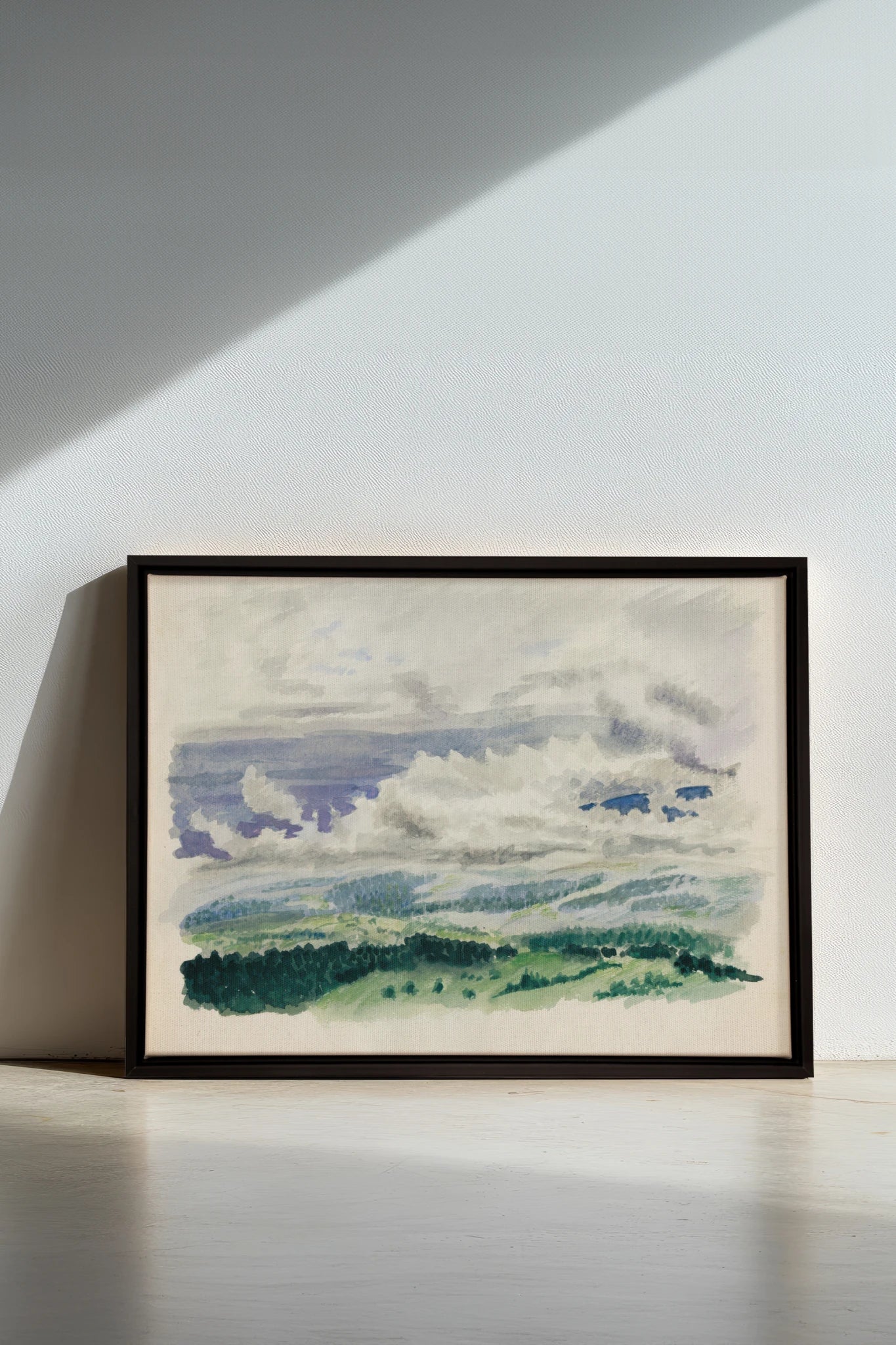 HILLS IN HUSH, Work on stretched canvas, framed Black