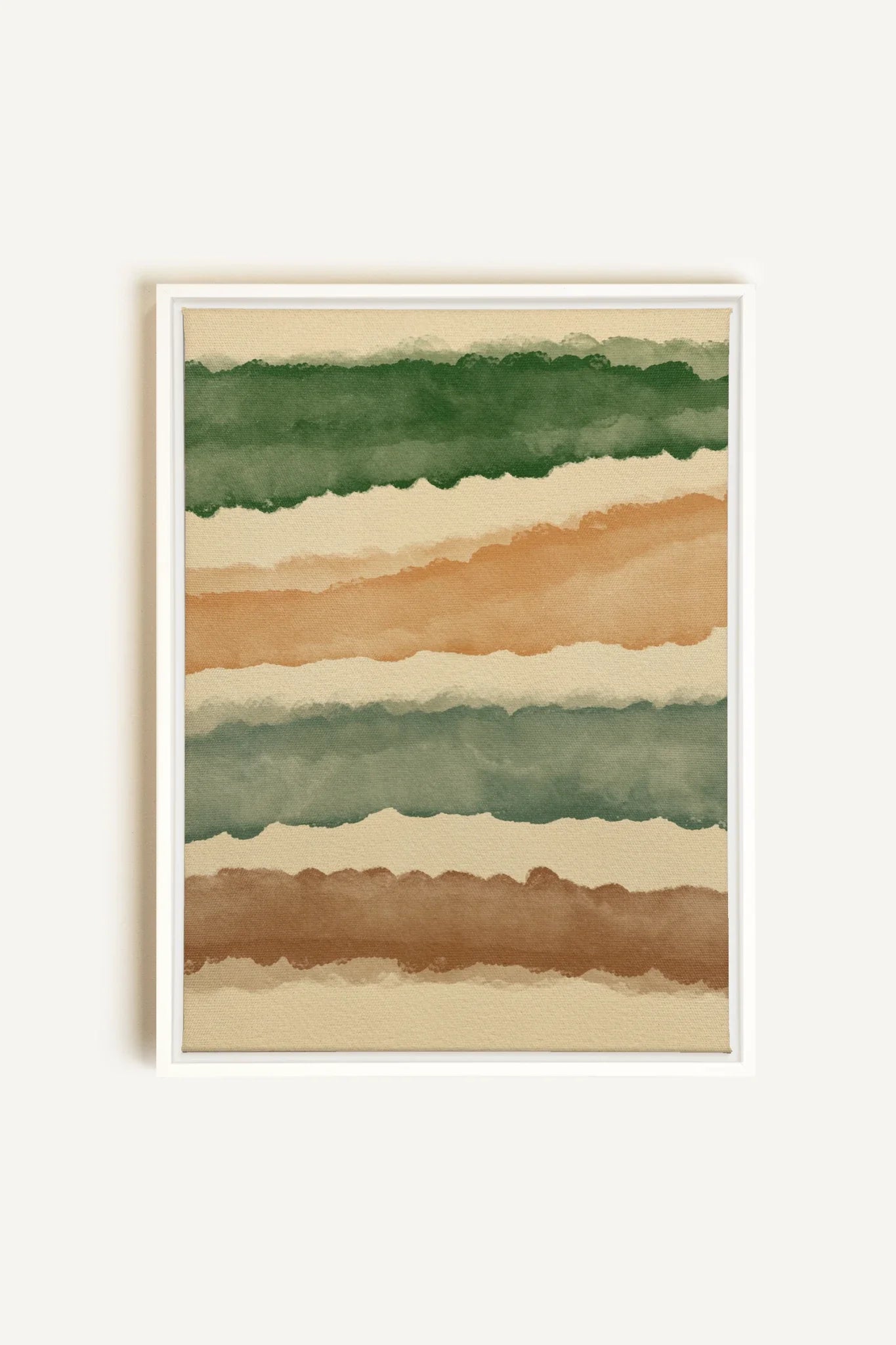 OLEKA CANVAS - HORIZON VÉGÉTAL, Oeuvre sur toile étirée, encadré Blanc