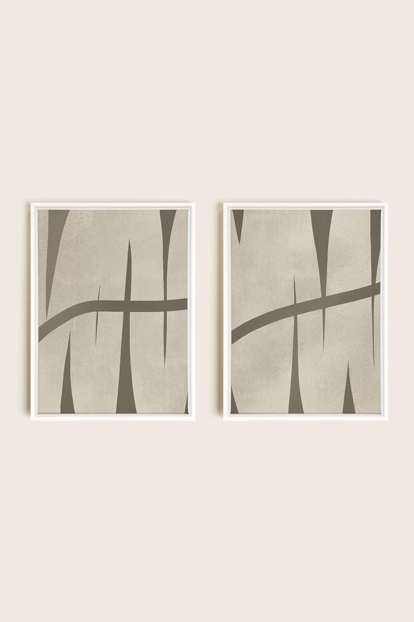 OLEKA CANVAS - INTERTWINE DUO, 2 Oeuvres sur toile étirée, encadré Blanc