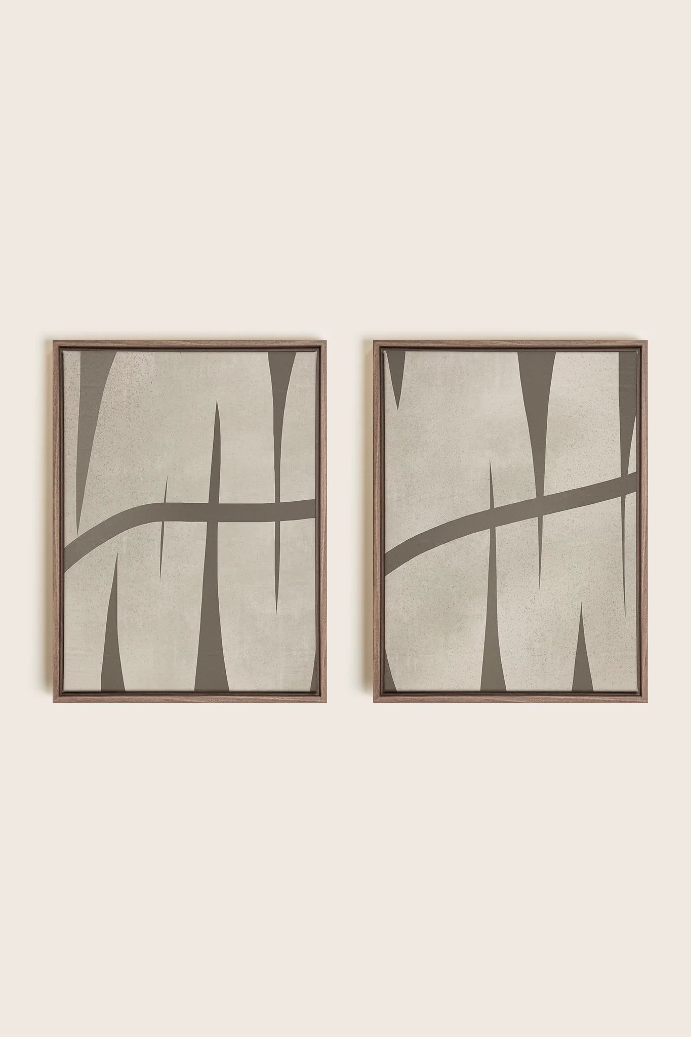 OLEKA CANVAS - INTERTWINE DUO, 2 Oeuvres sur toile étirée, encadré Brun Chêne