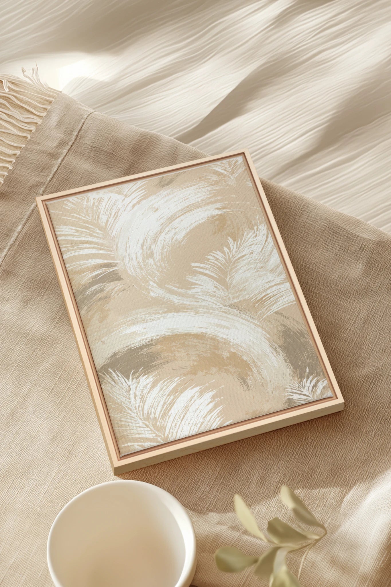 YVORY SWEEP, Oeuvre sur toile étirée, encadré Naturel Clair