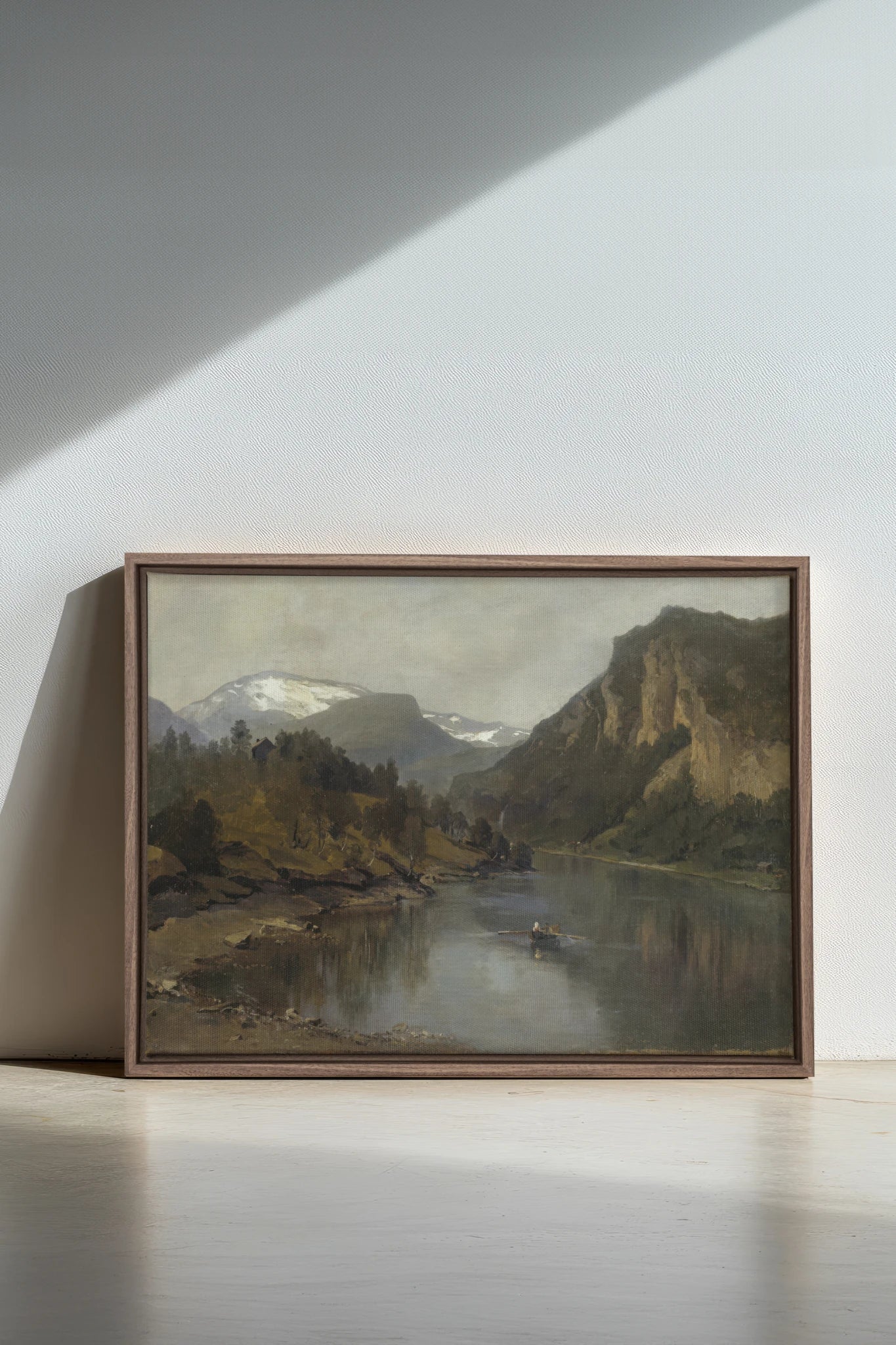 LAC MIROIR, Work on stretched canvas, framed Oak Brown