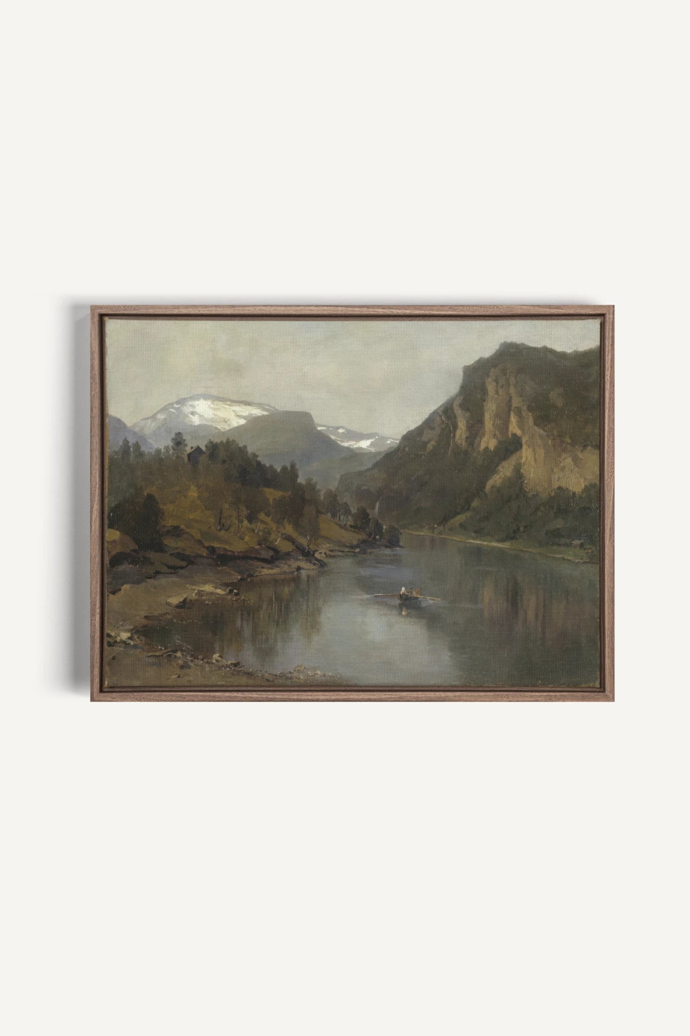 LAC MIROIR, Work on stretched canvas, framed Oak Brown