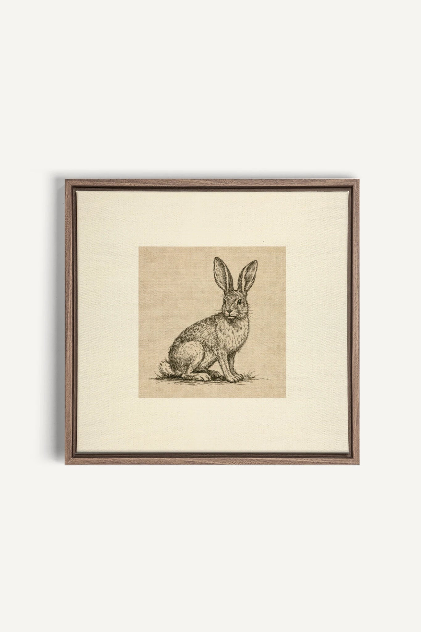 LAPIN DE LIN, Work on stretched canvas, framed Oak Brown