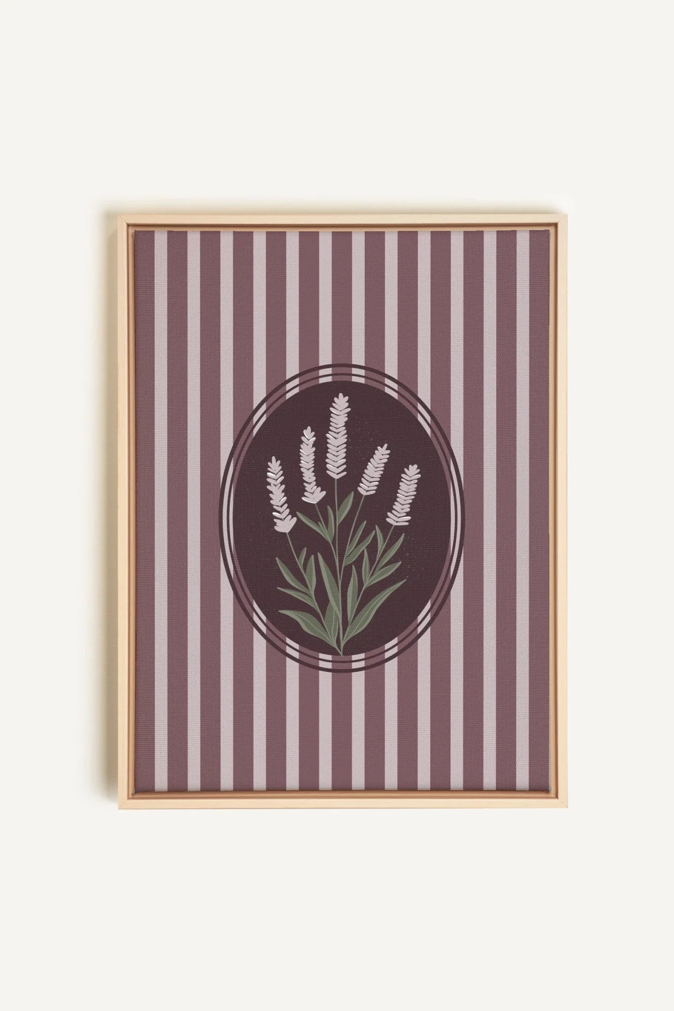 OLEKA CANVAS - LAVENDER STRIPES, Oeuvre sur toile étirée, encadré Naturel Clair