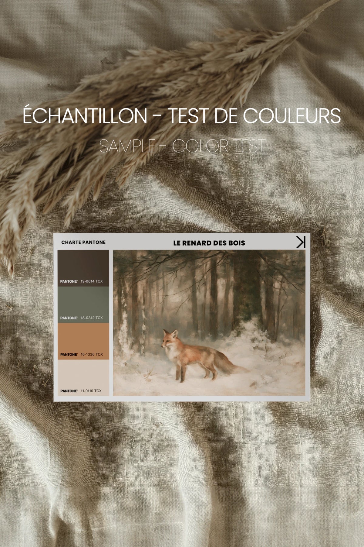 LE RENARD DES BOIS, Oeuvre sur toile rigide, encadré brun chêne