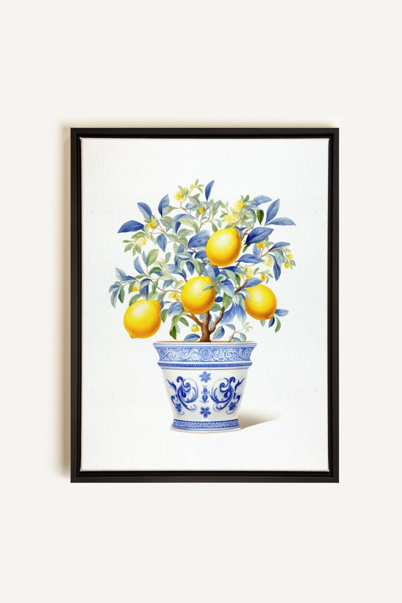 OLEKA CANVAS - LEMON BREEZE, Oeuvre sur toile étirée, encadré Noir