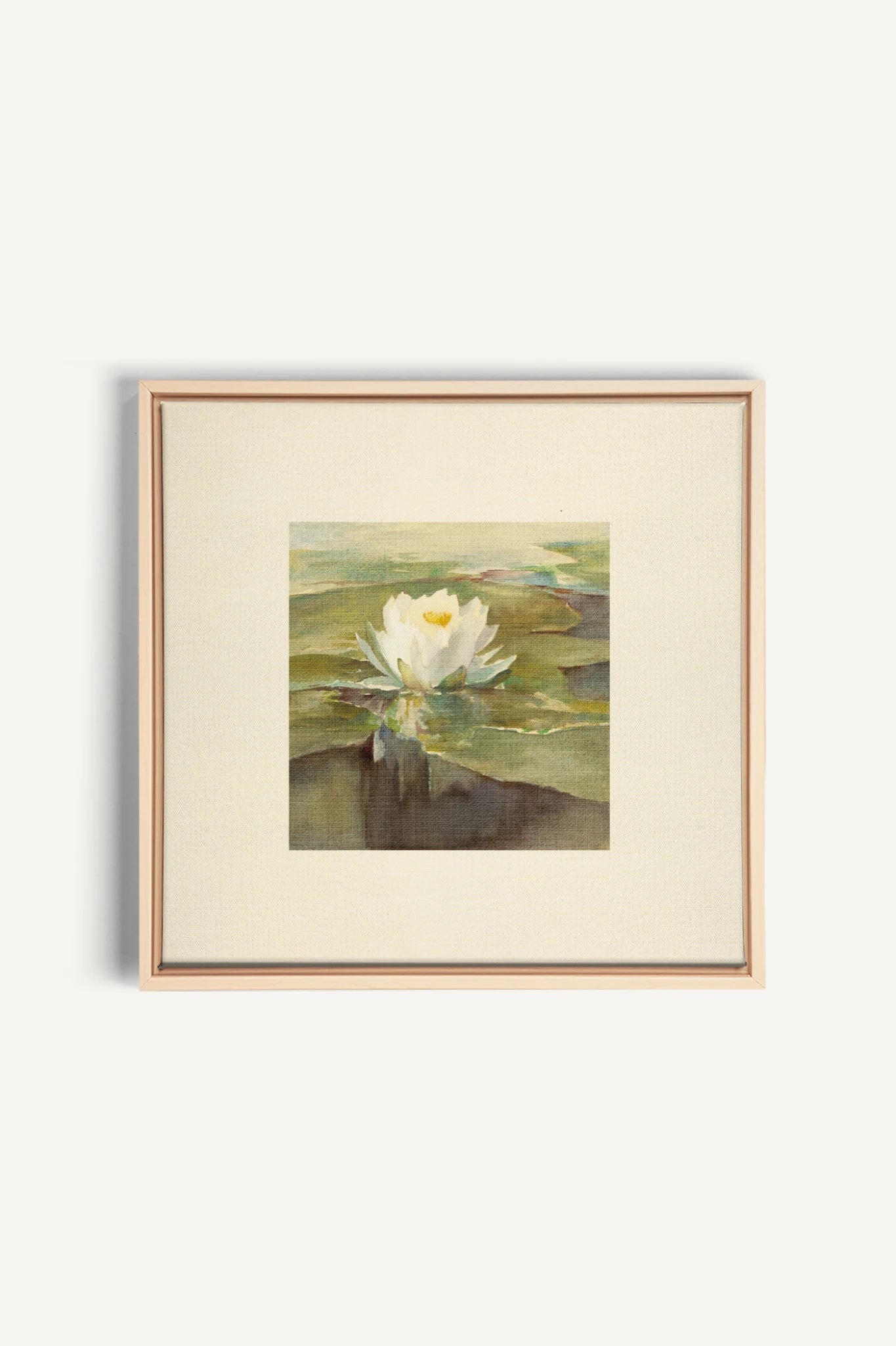 LOTUS DE LIN, Oeuvre sur toile étirée, encadré Naturel Clair