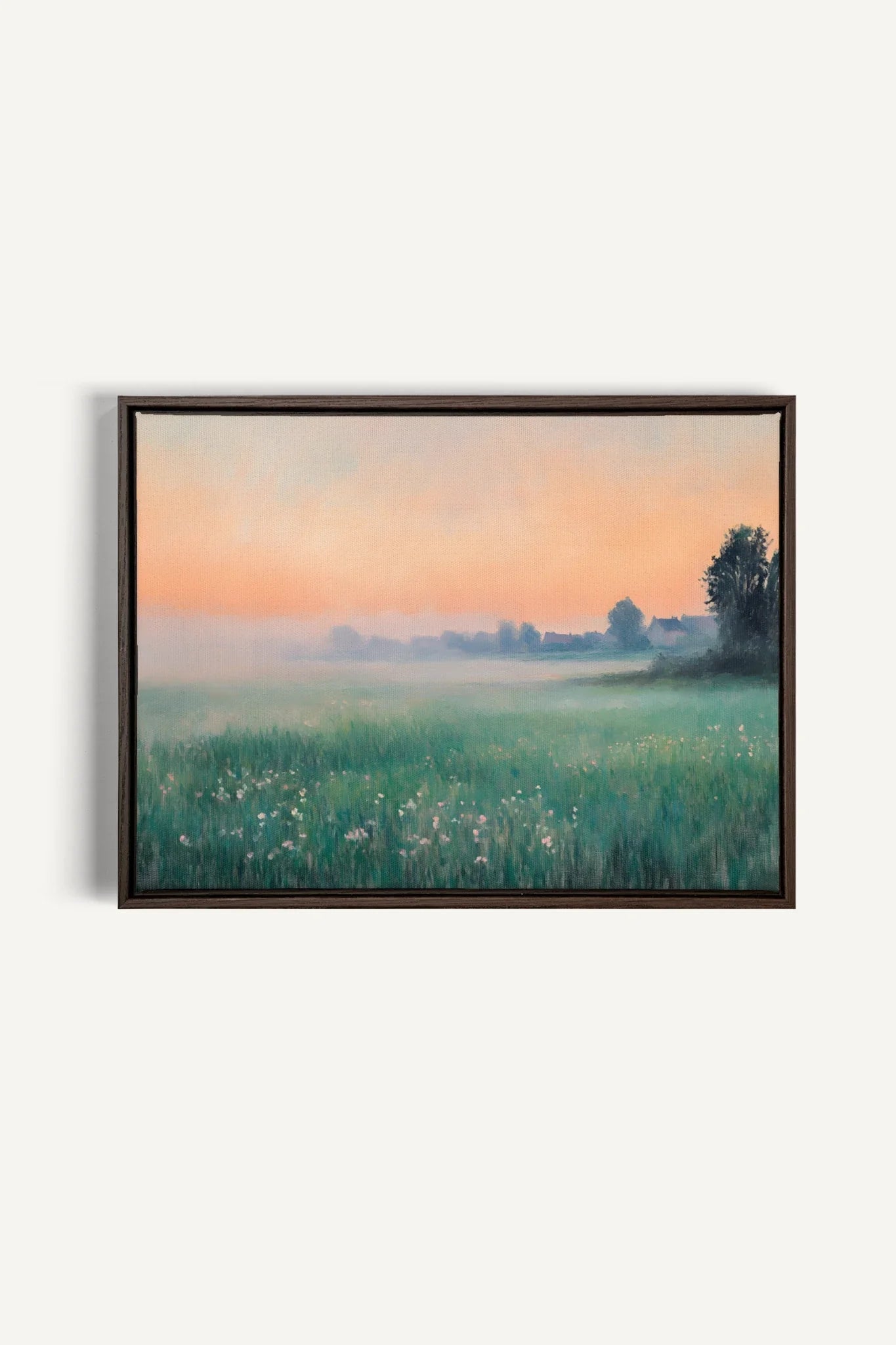 OLEKA CANVAS - LUEUR DU MATIN, Oeuvre sur toile étirée, encadré Brun Noyer