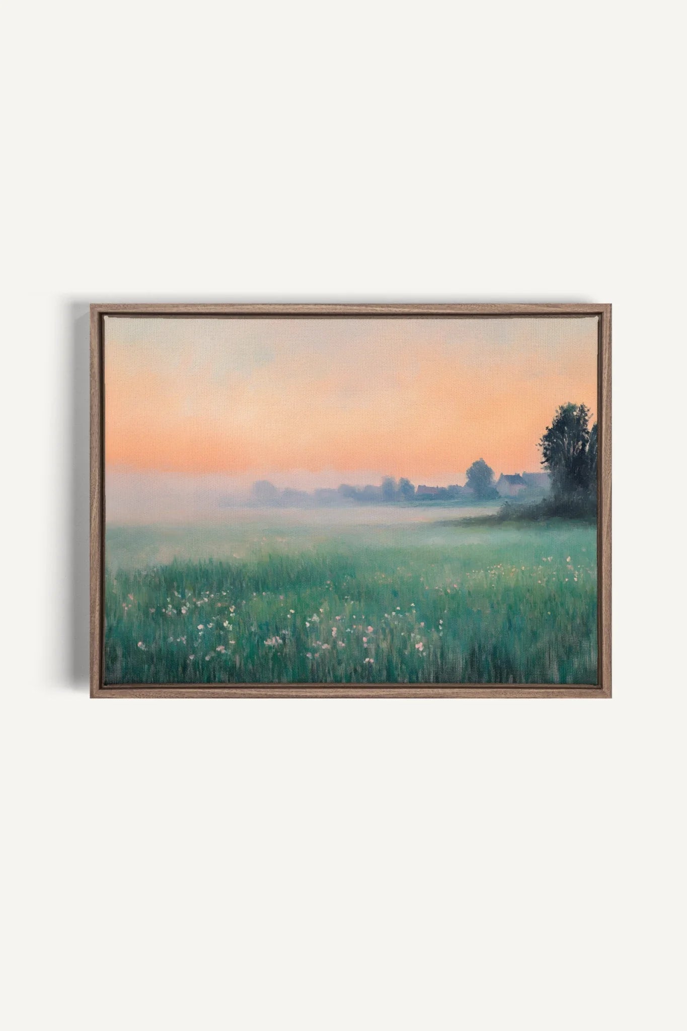 OLEKA CANVAS - LUEUR DU MATIN, Oeuvre sur toile étirée, encadré Brun Chêne