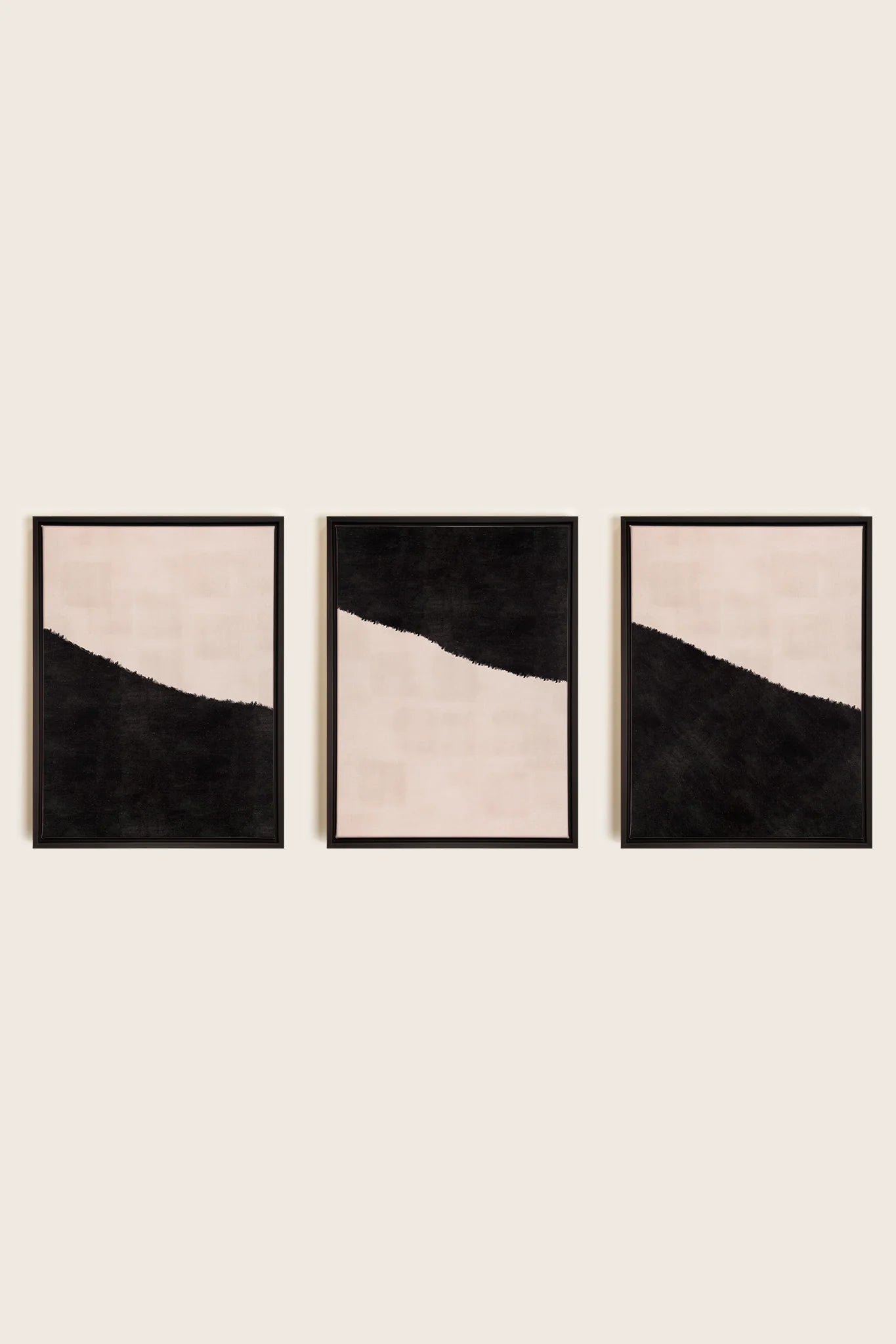 OLEKA CANVAS - LUXE TRIO, 3 Oeuvres sur toile étirée, encadré Noir
