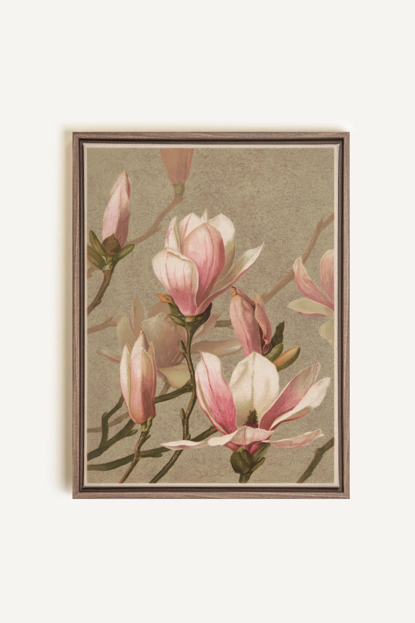 MAGNOLIA WHISPER, Oeuvre sur toile étirée, encadré Brun Chêne