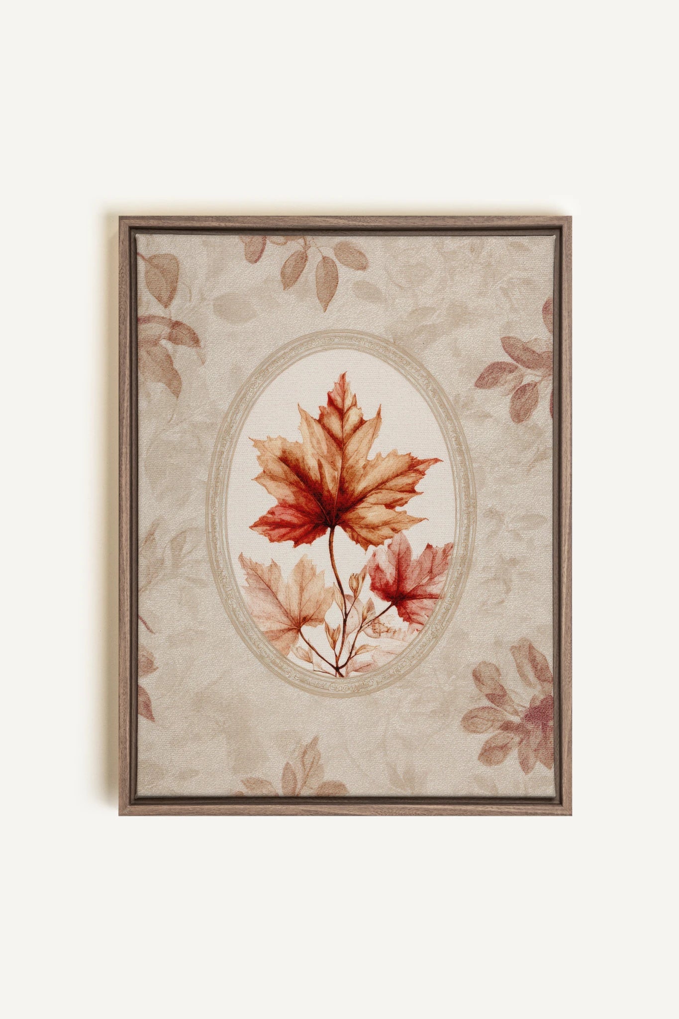 MAPLE MEMORY, Artwork on stretched canvas, framed in Brown Oak