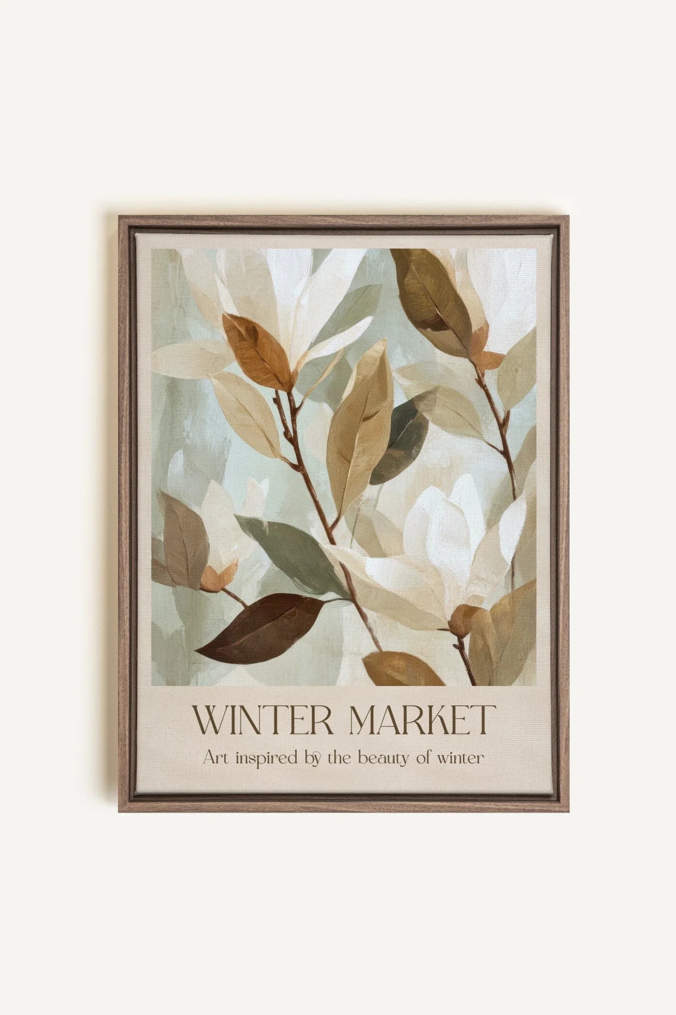 OLEKA CANVAS - MARCHÉ HIVERNAL III, Oeuvre sur toile étirée, encadré Brun Chêne