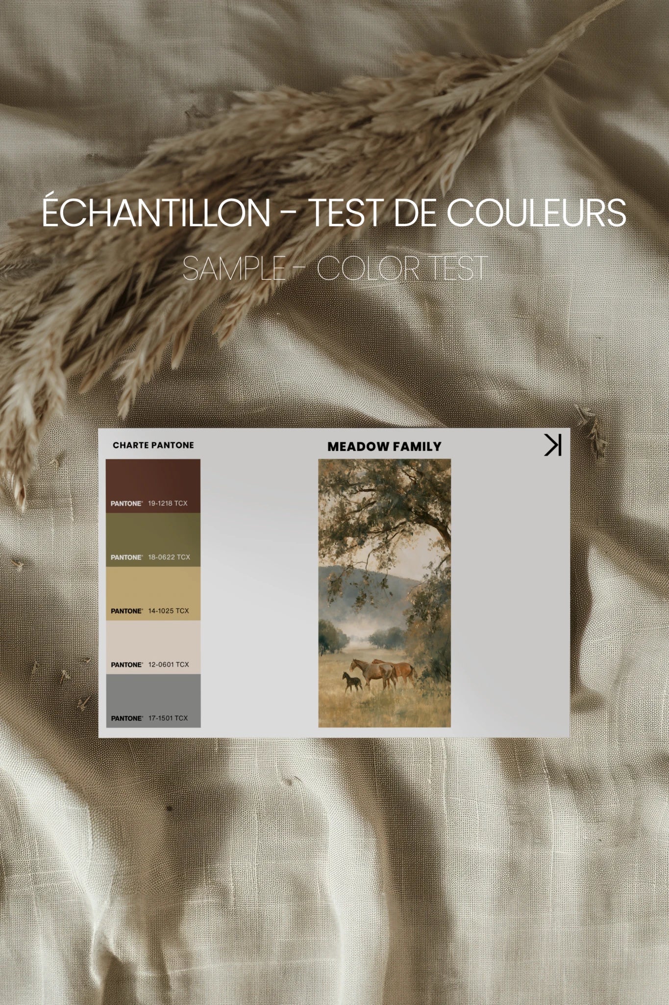 MEADOW FAMILY, Oeuvre sur toile étirée, encadré Brun Chêne